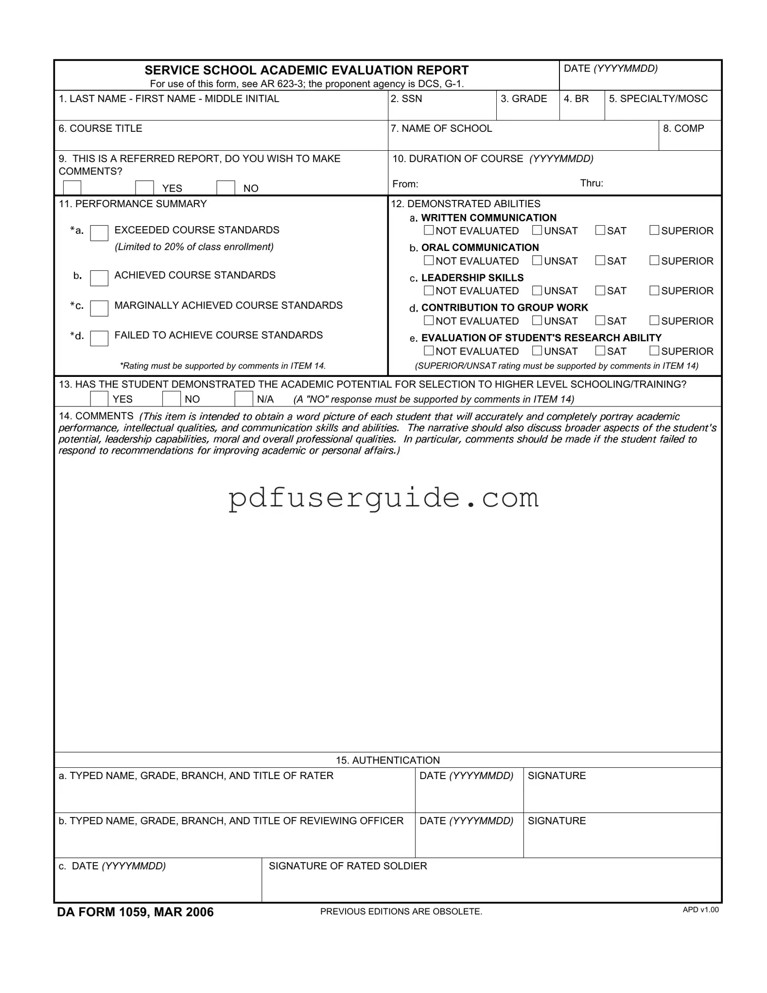 Free Da 1059 Form in PDF