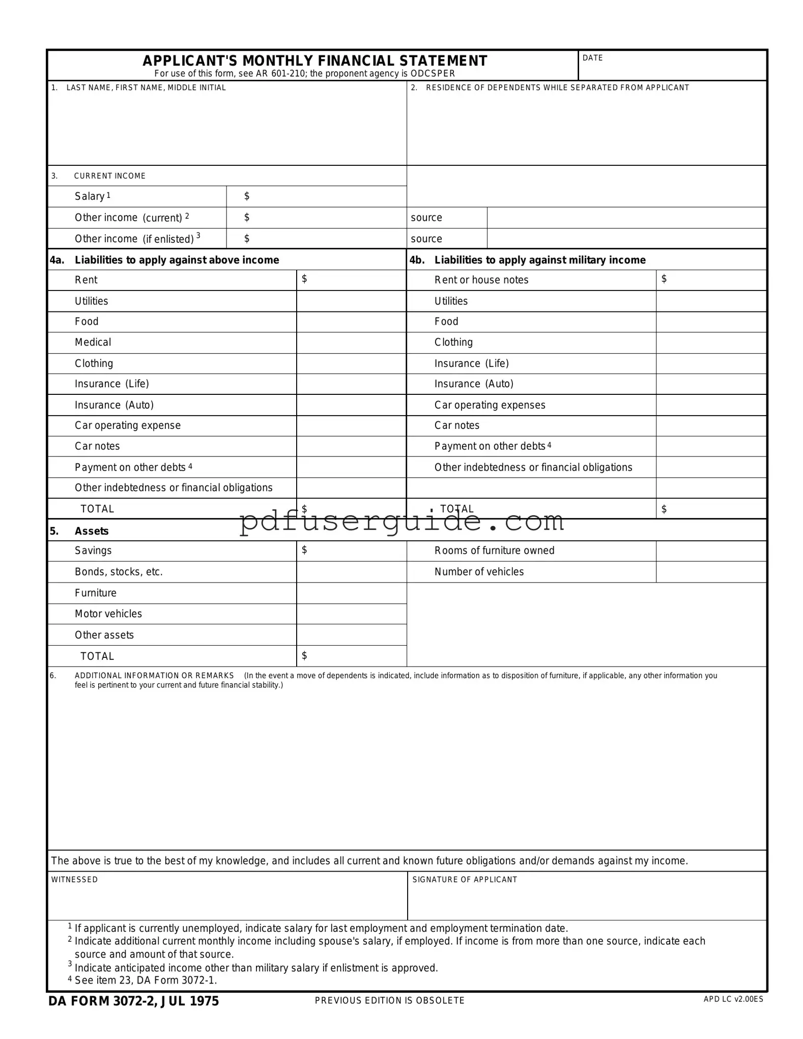Free Da 3072 2 Form in PDF