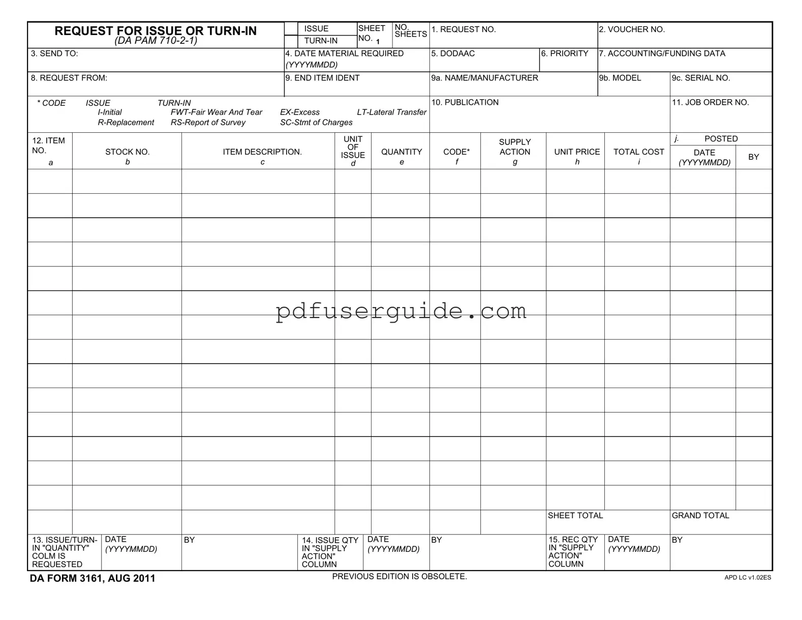 Free Da 3161 Form in PDF