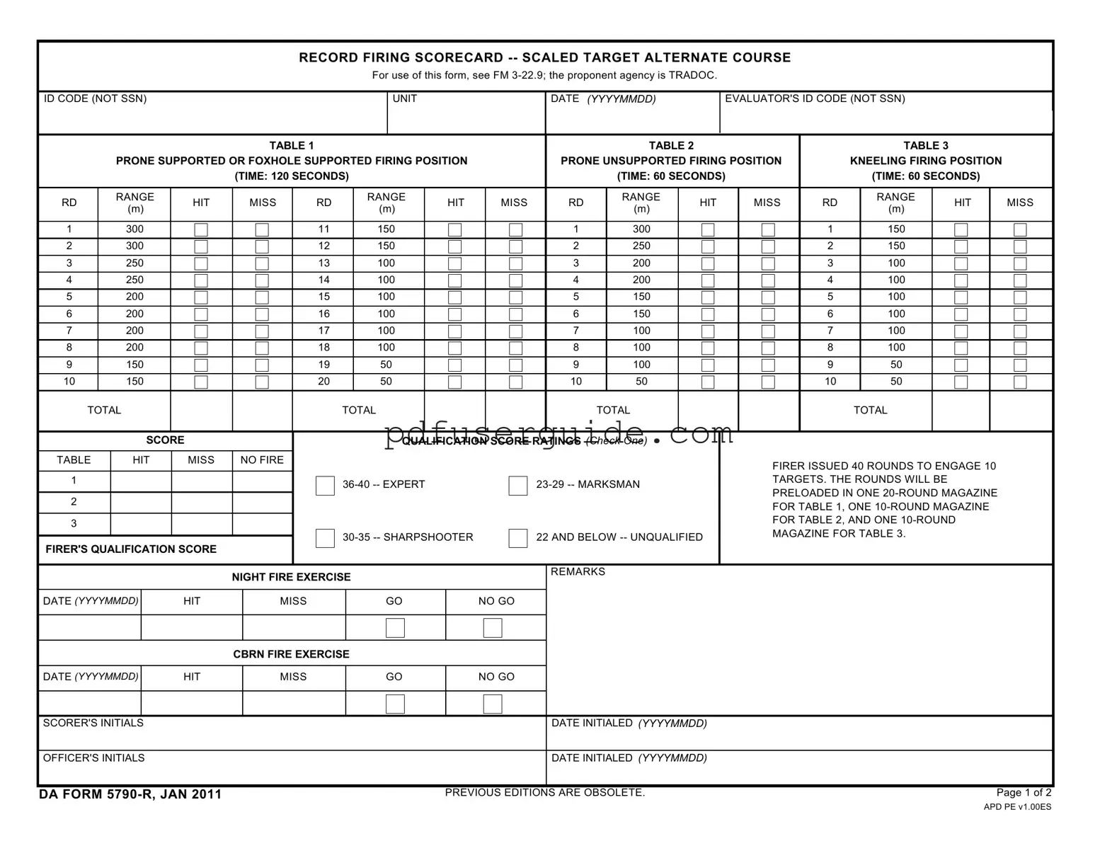 Free Da 5790 R Form in PDF