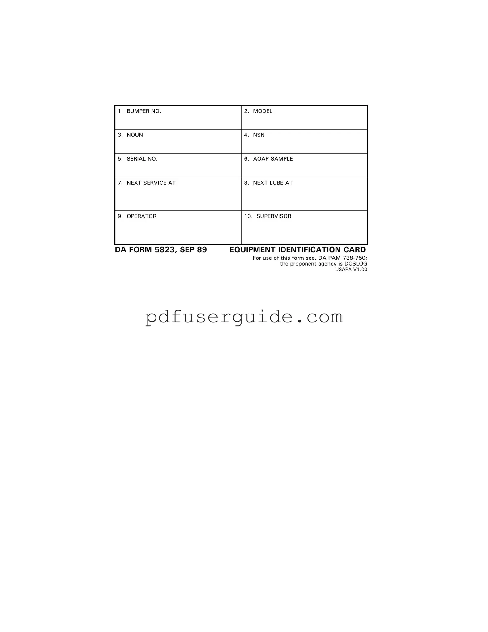 Free Da 5823 Form in PDF
