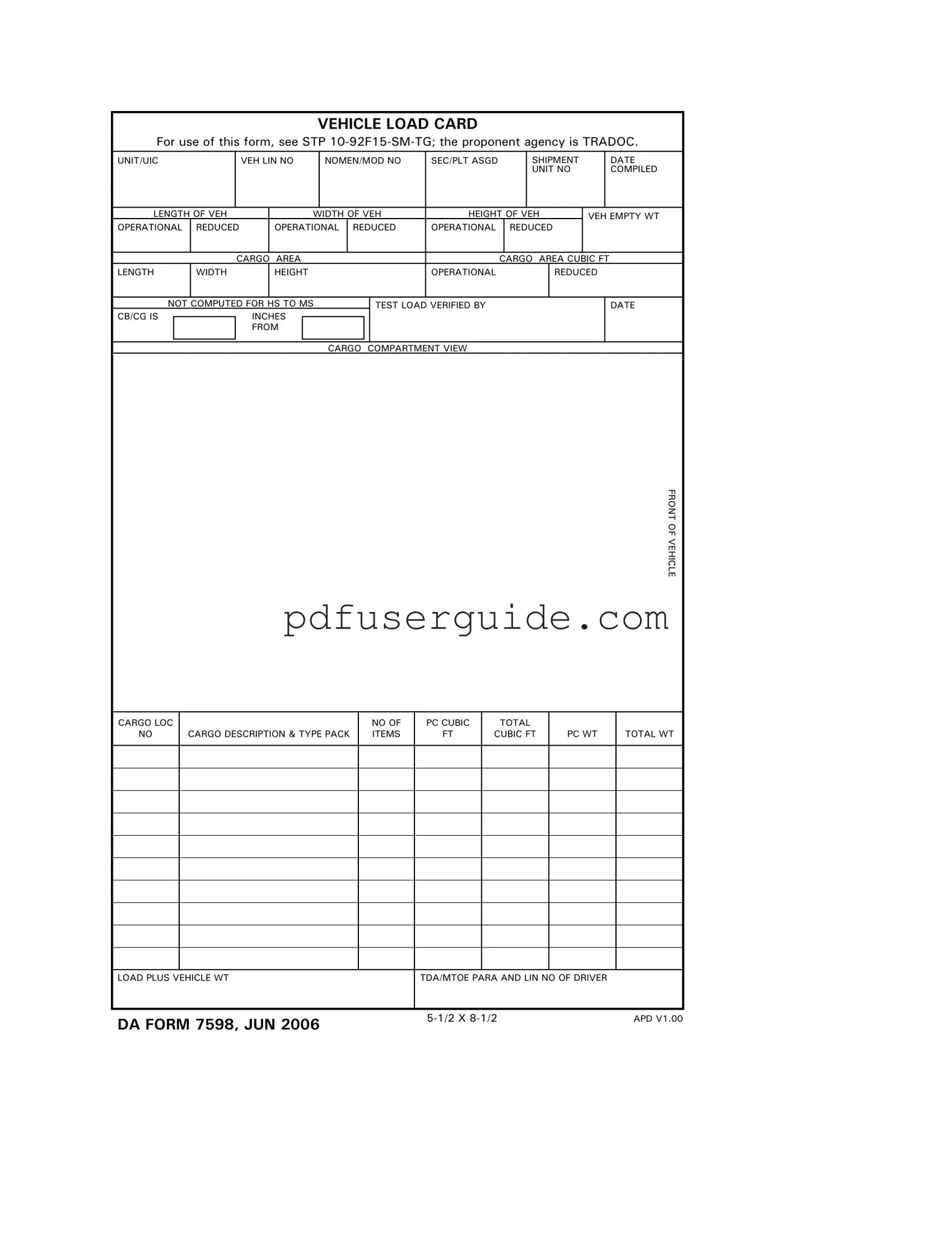 Free Da 7598 Form in PDF