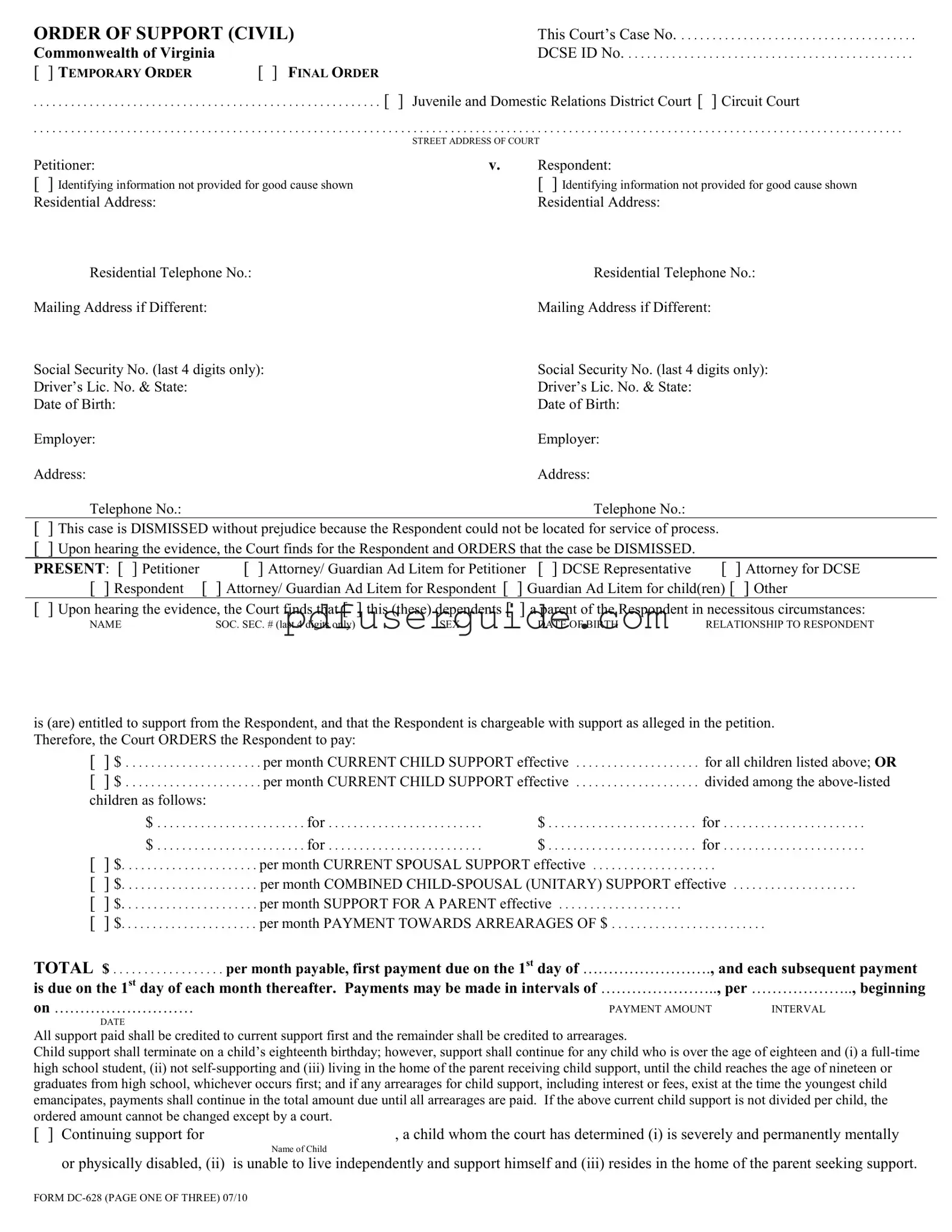 Free Dc 628 Form in PDF