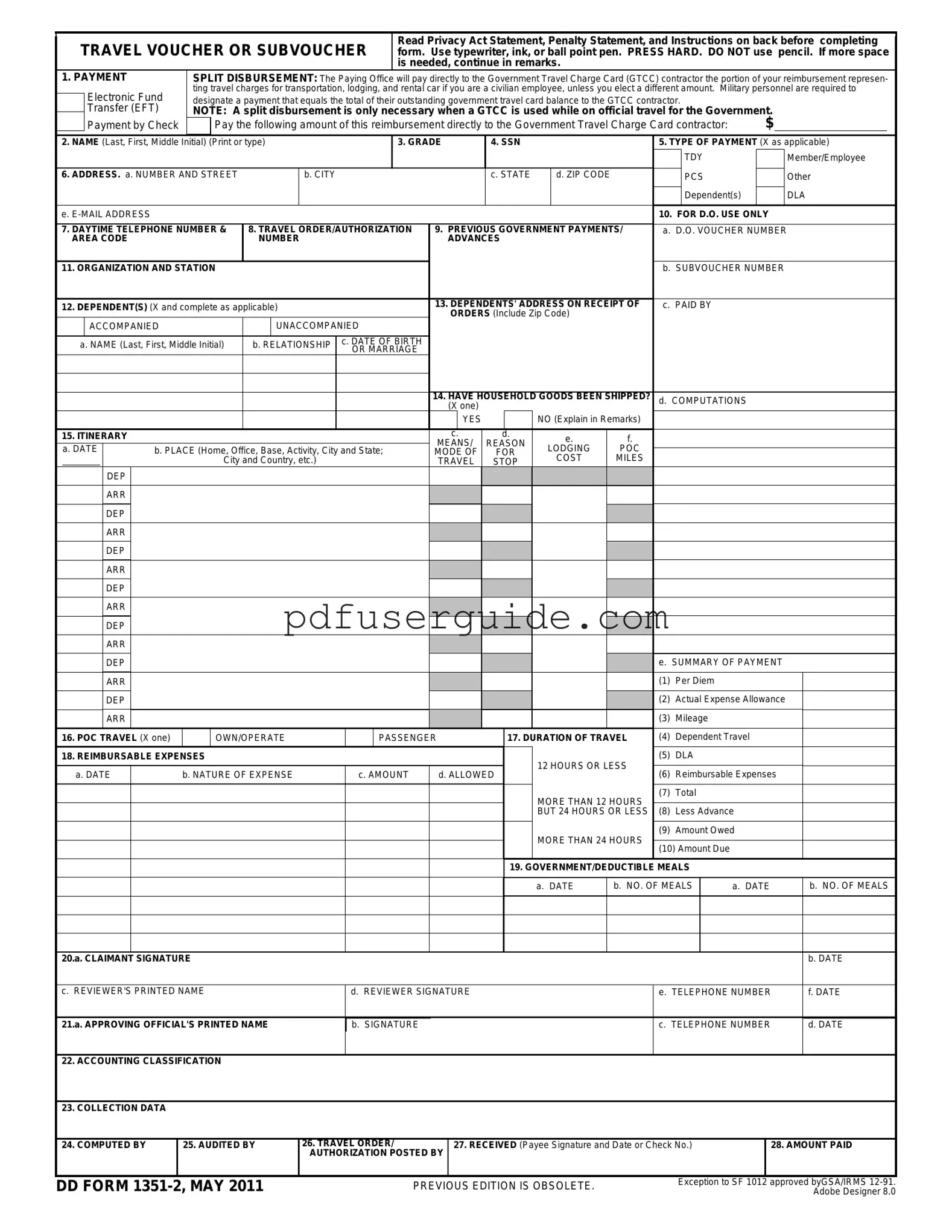 Free DD 1351-2 Form in PDF
