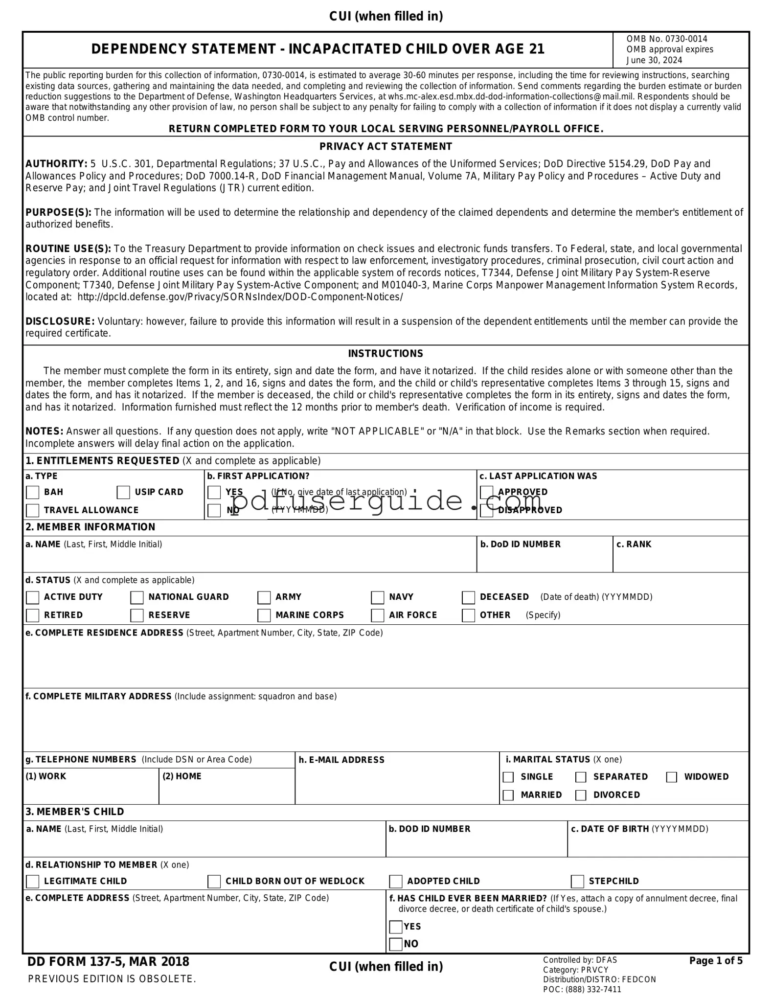 Free Dd 137 5 Form in PDF