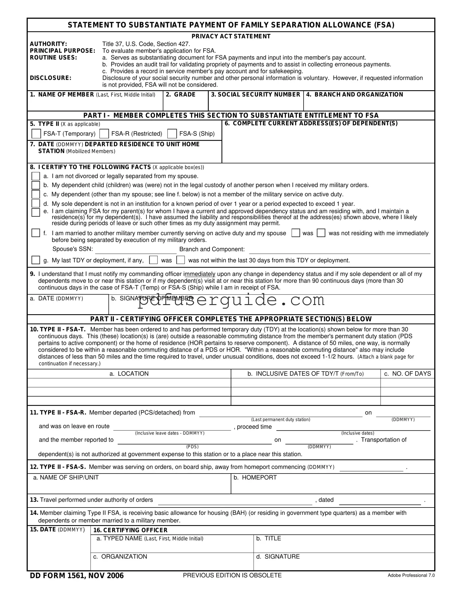 Free Dd 1561 Form in PDF