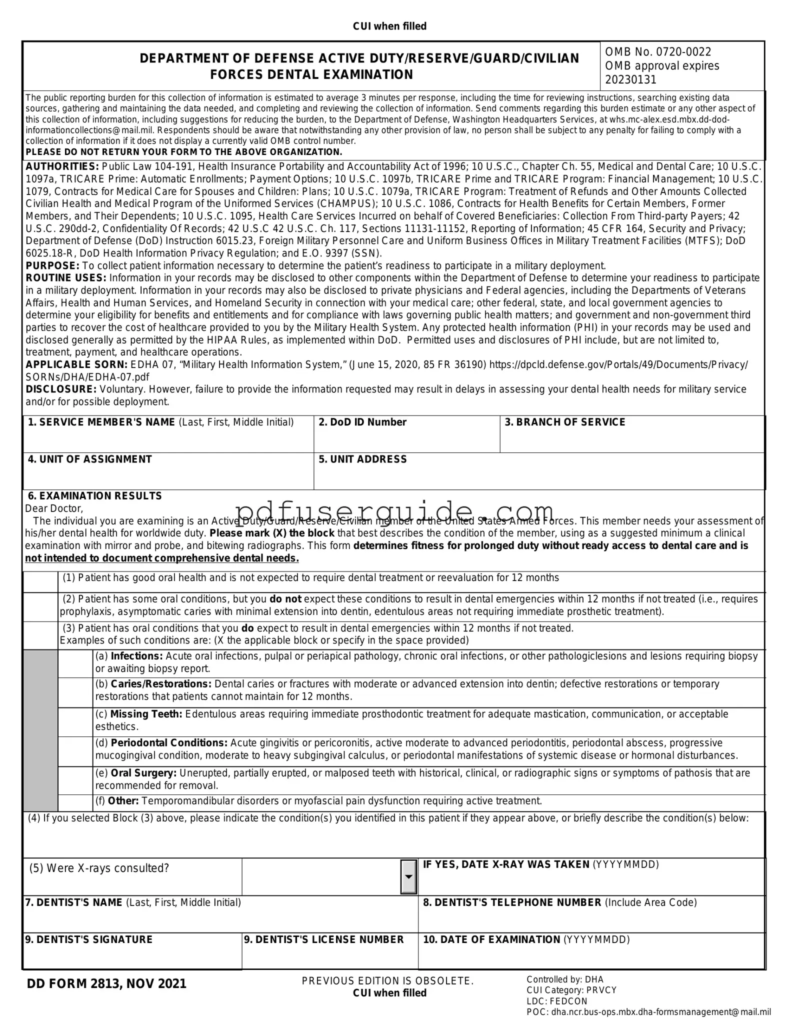 Free Dd 2813 Form in PDF