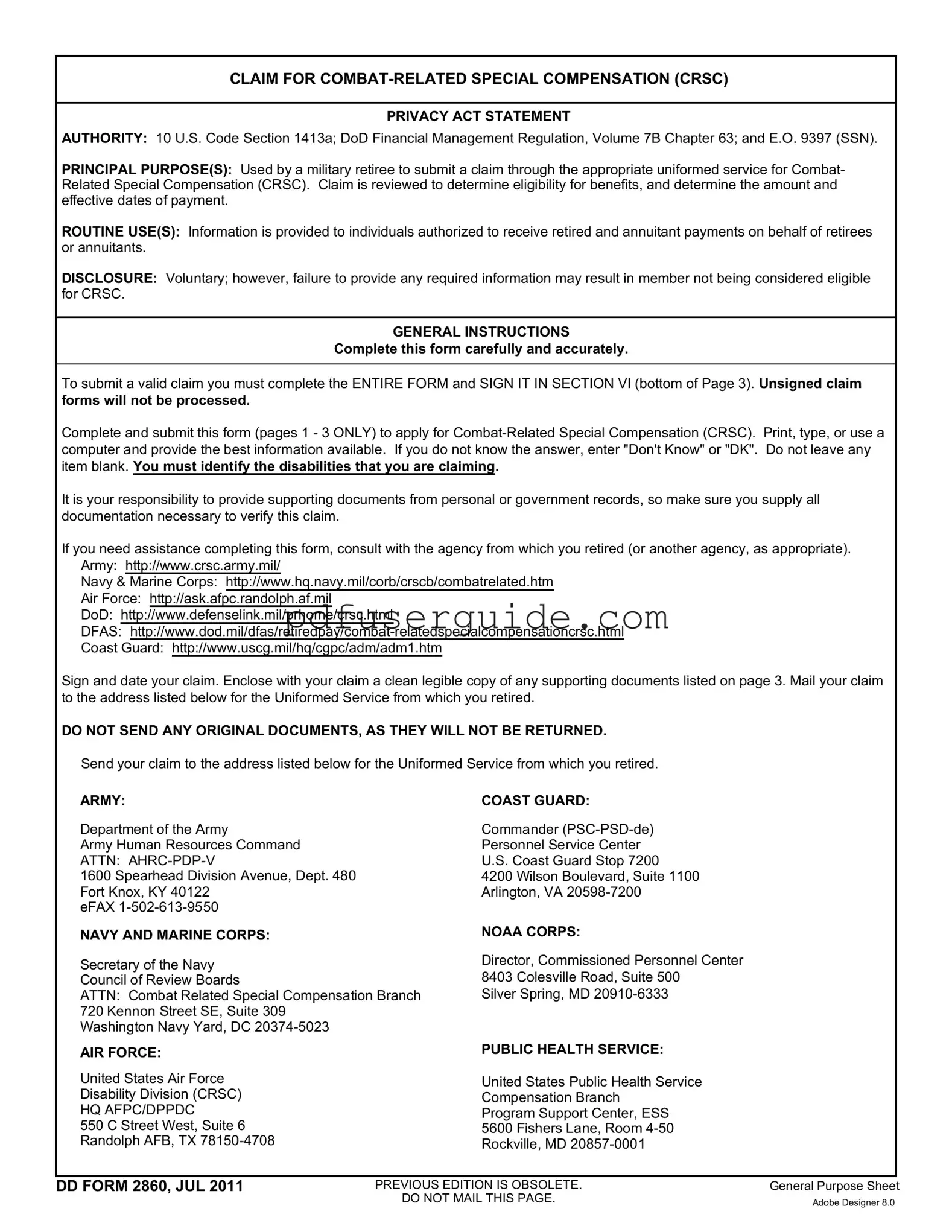Free Dd 2860 Form in PDF