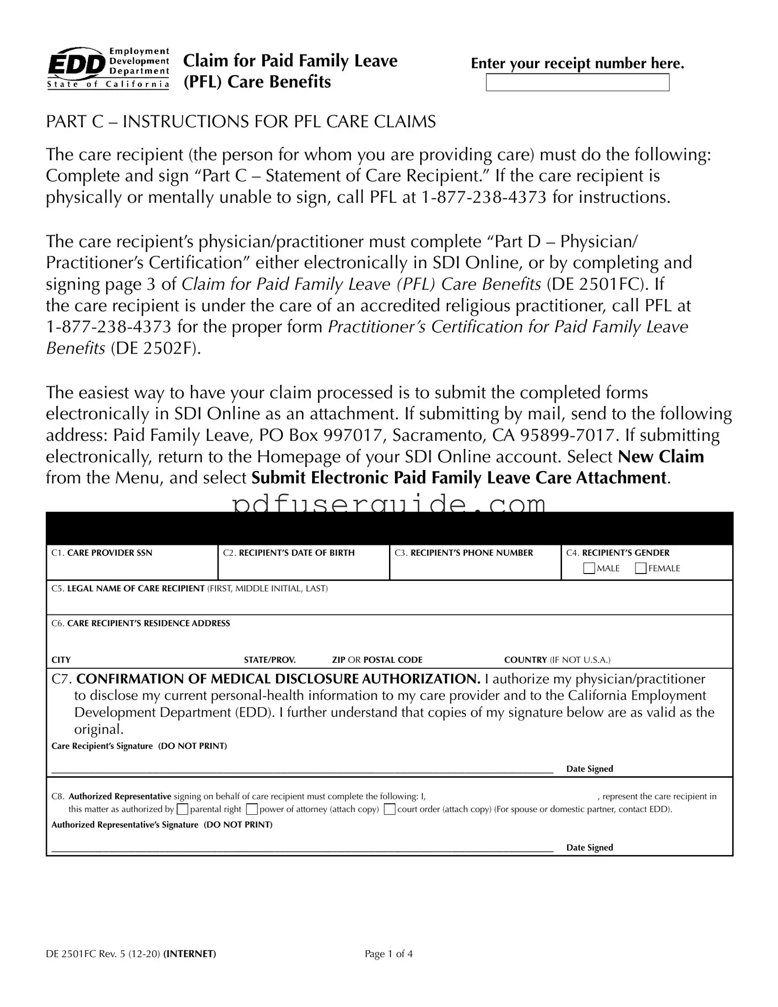 Free De2501Fc Form in PDF