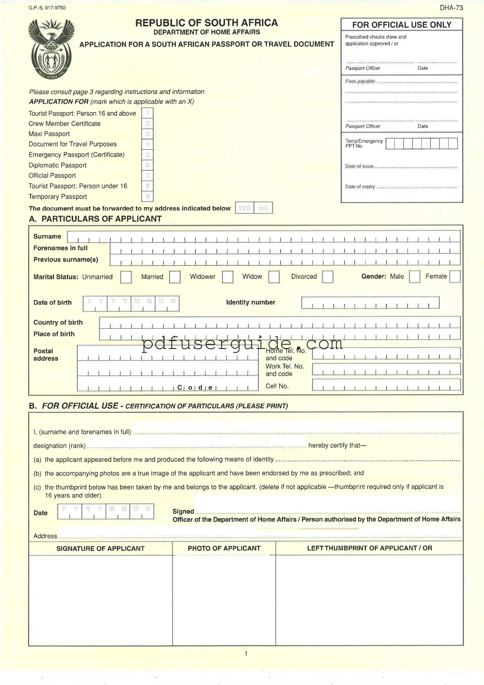 Free Dha 73 Passport Form in PDF