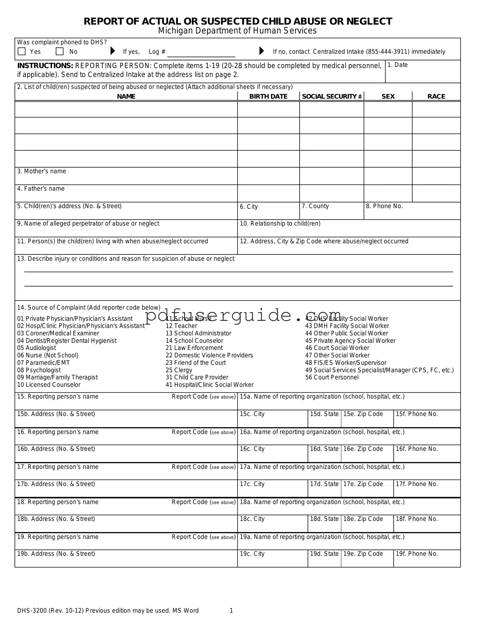 Free Dhs 3200 Form in PDF