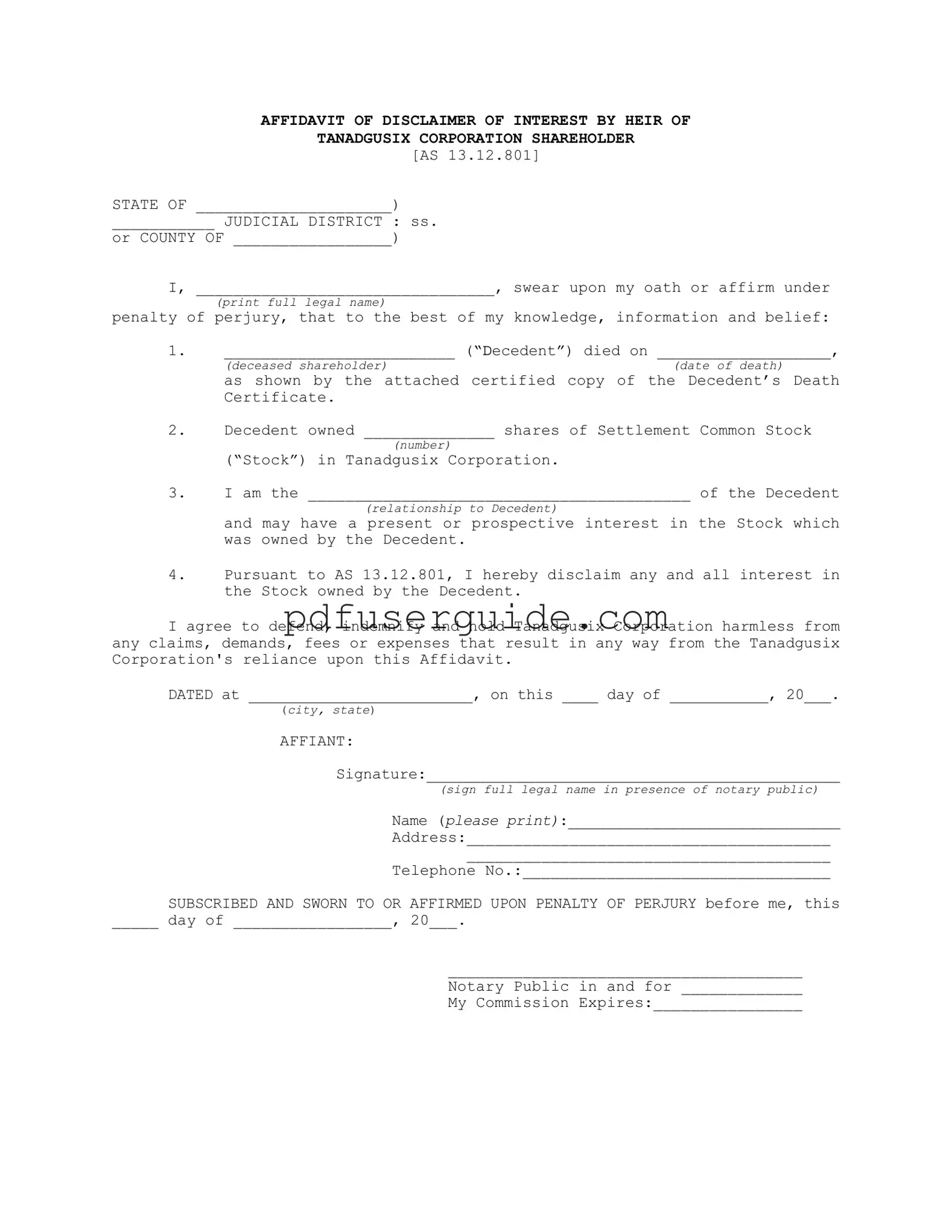 Free Disclaimer Inheritance Form in PDF