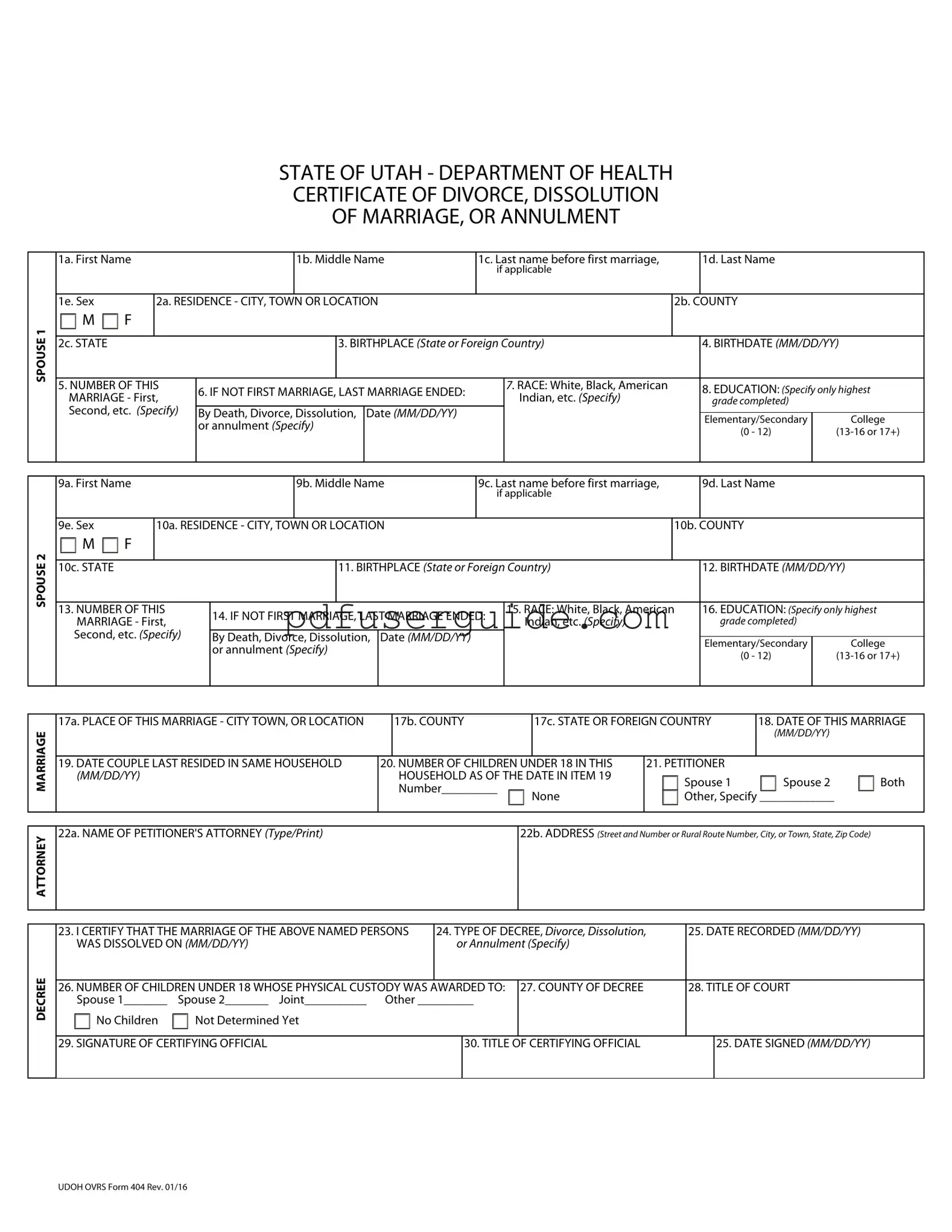 Free Divorce Certificate Form in PDF