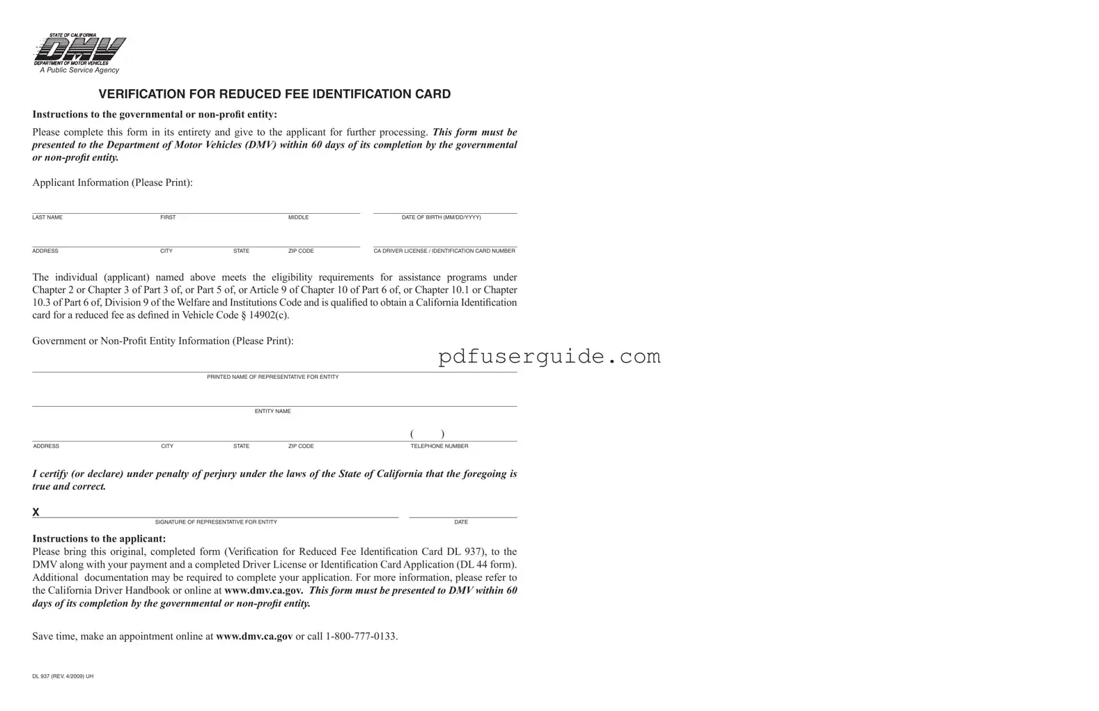 Free Dl 937 Form in PDF