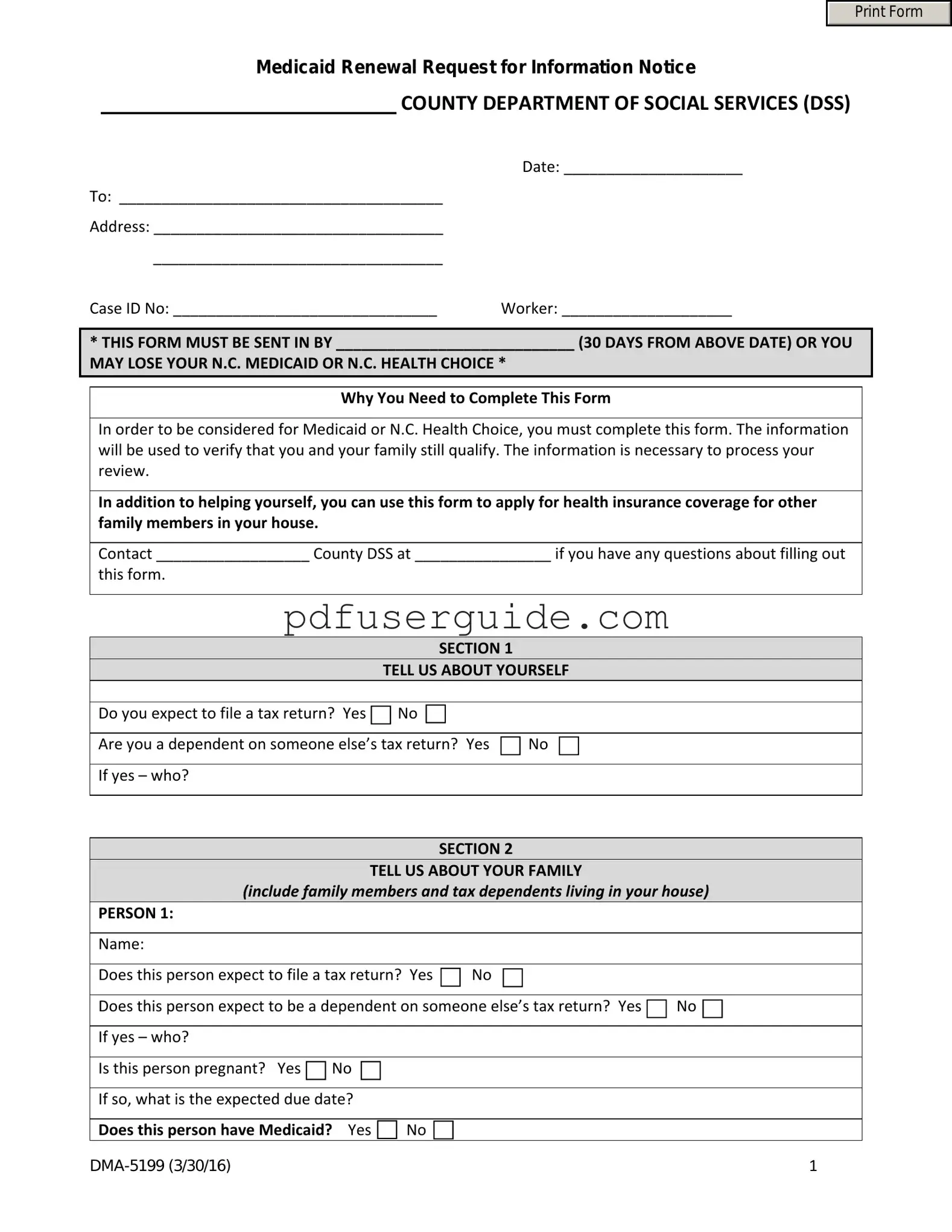 Free Dma 5199 Form in PDF