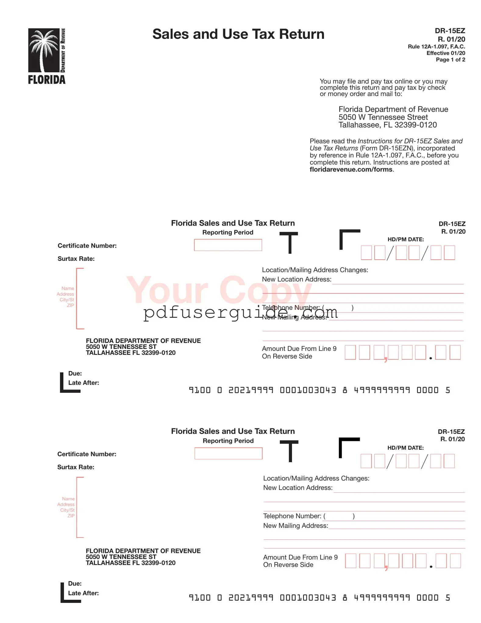 Free Dr 15Ez Sales Tax Form in PDF