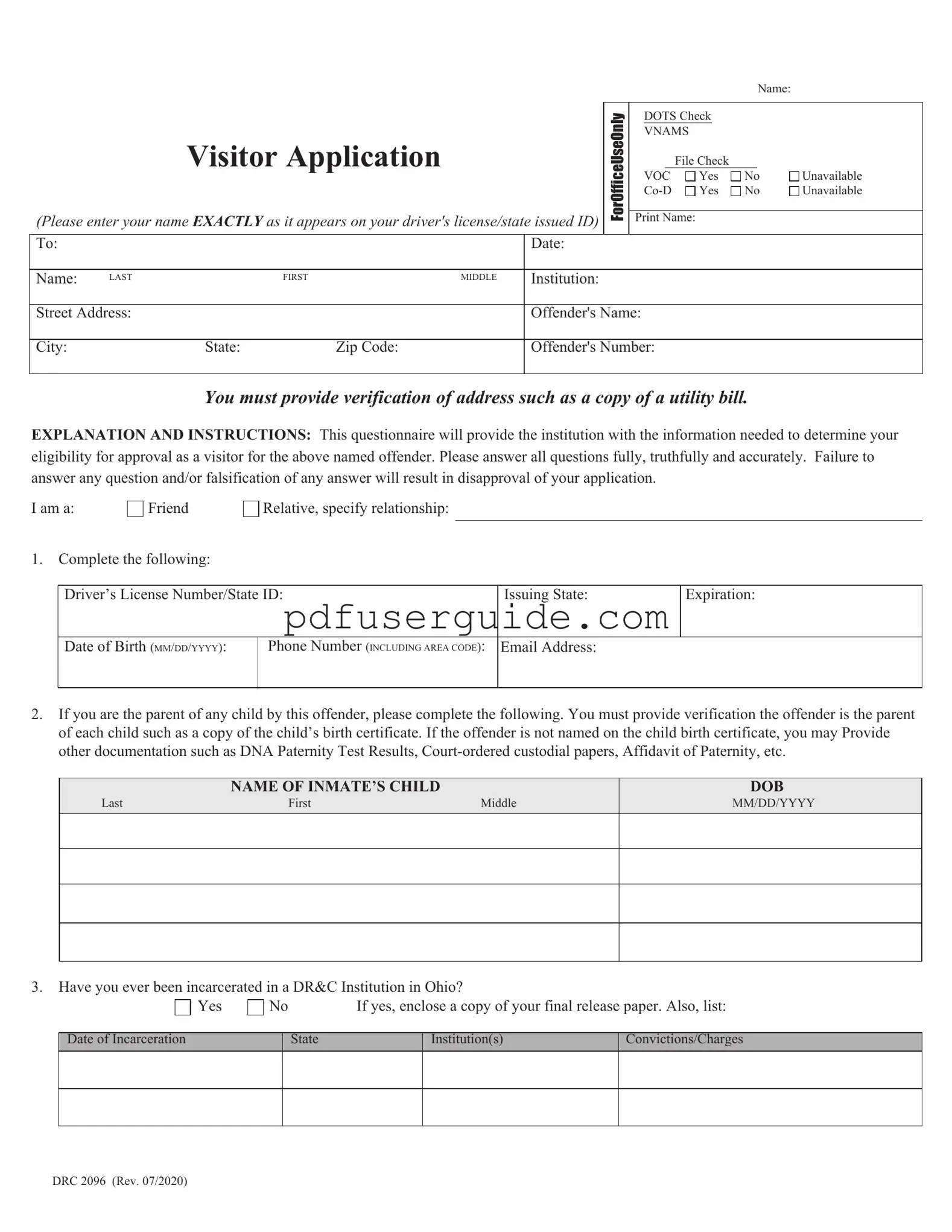 Free Drc 2096 Form in PDF