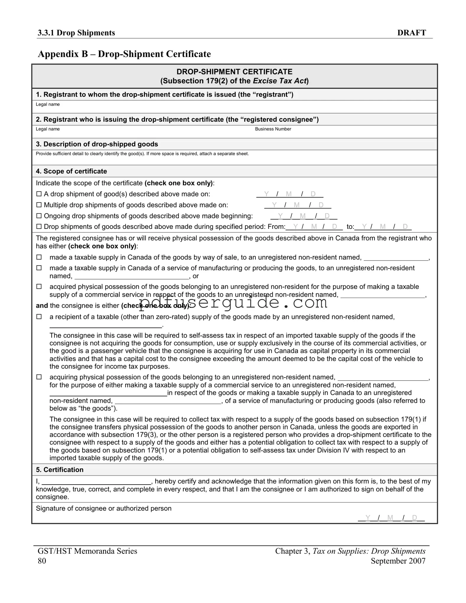 Free Drop Shipment Certificate Form in PDF