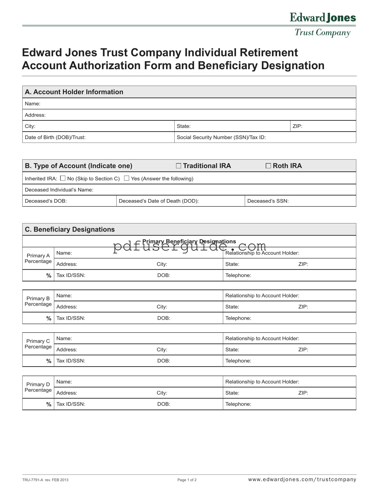 Free Edward Jones Account Form in PDF