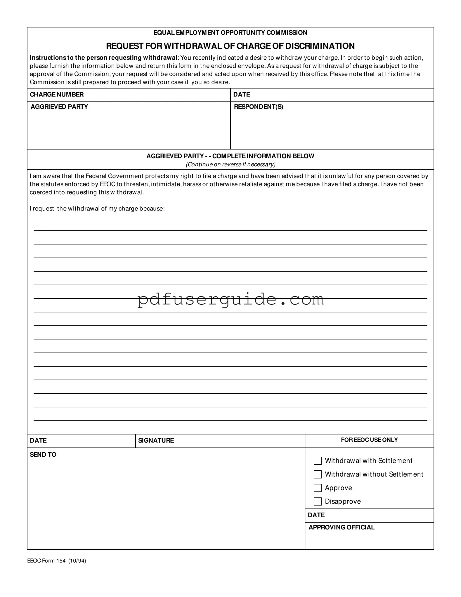 Free Eeoc 154 Form in PDF