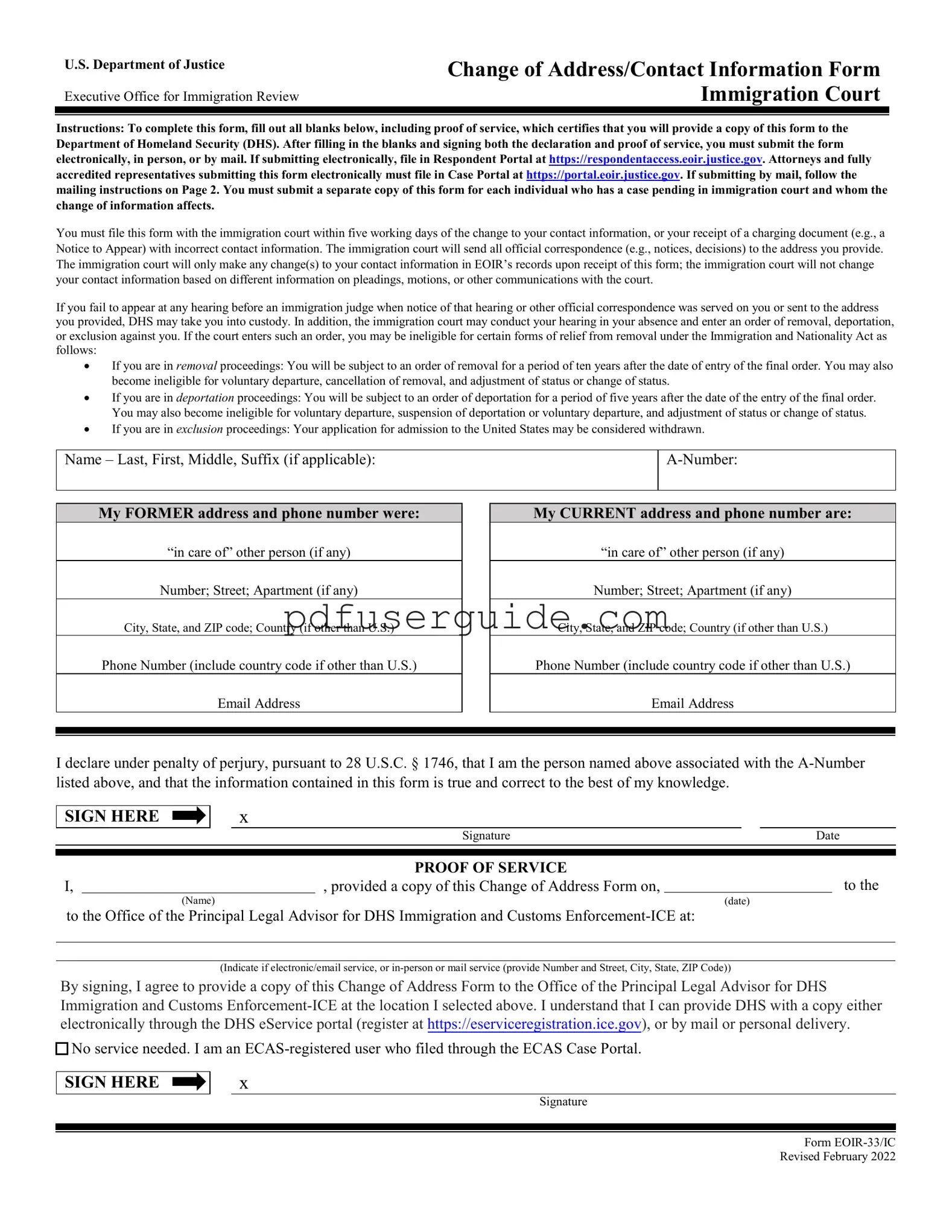 Free Eoir 33 Ic Form in PDF