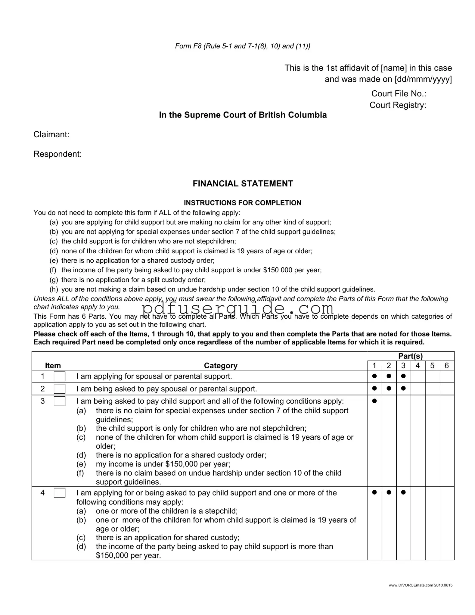 Free F8 Form in PDF