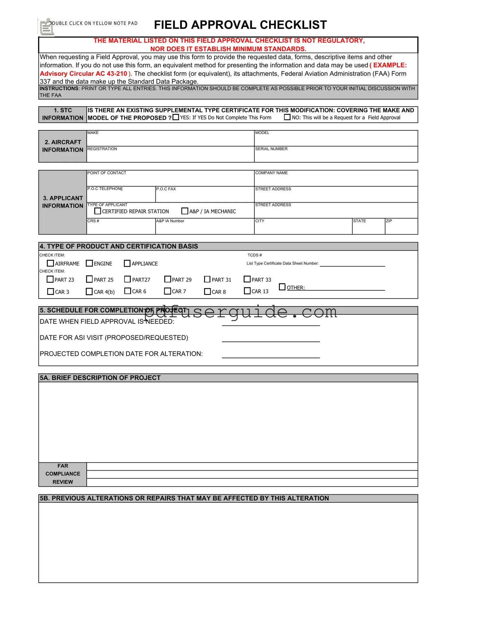 Free Field Approval Checklist Form in PDF