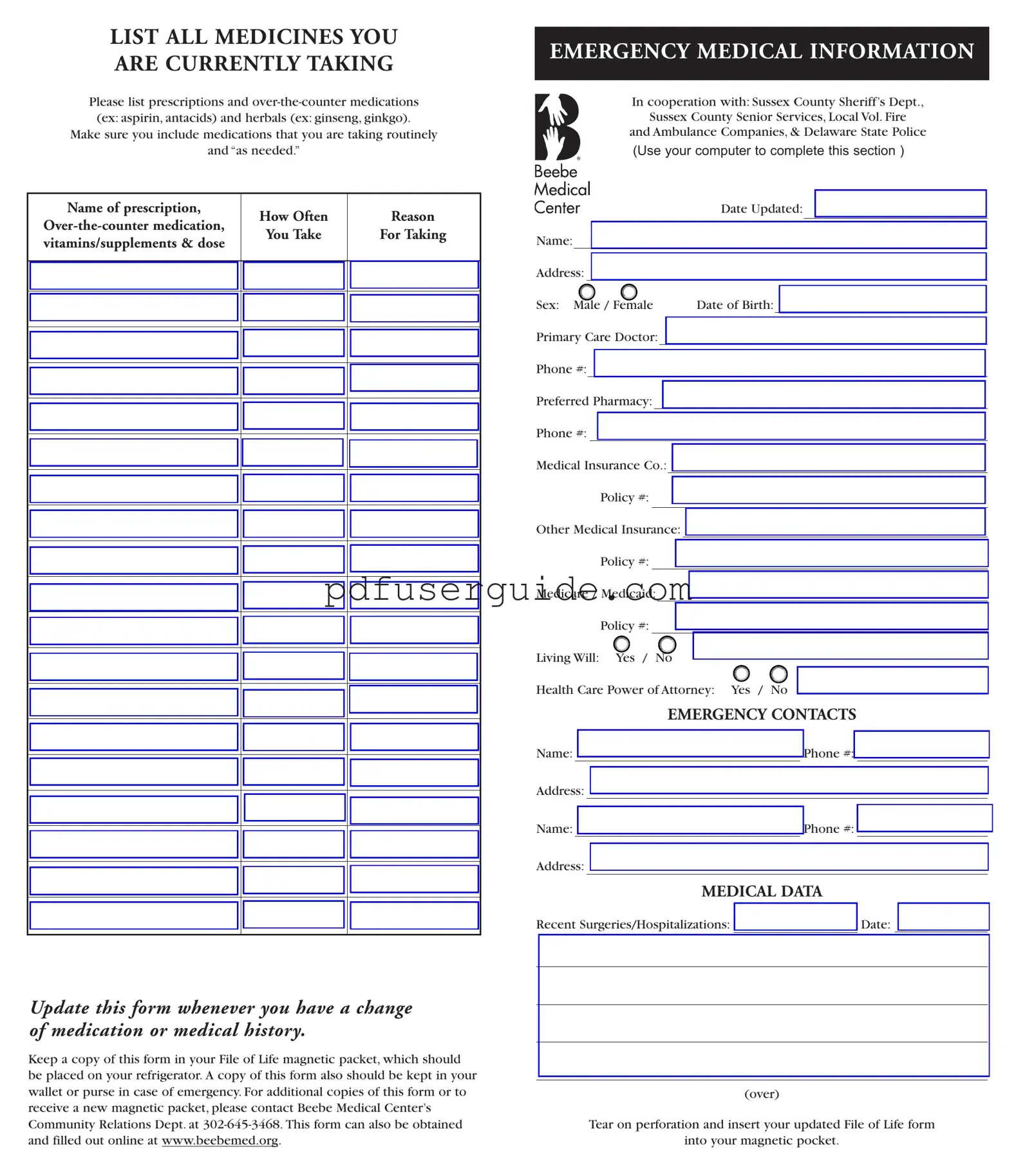 Free File Of Life Form in PDF