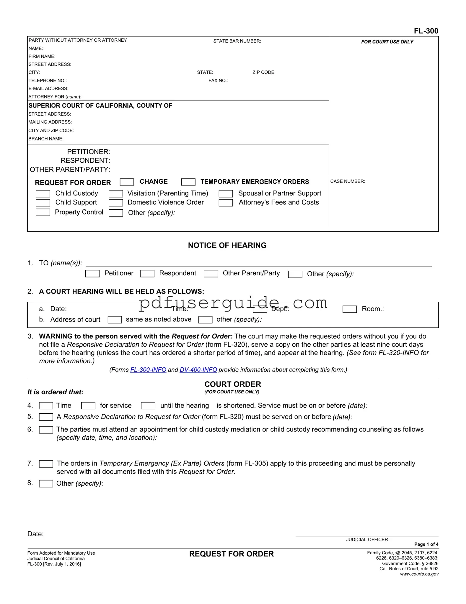 Free Fl 300 Form in PDF