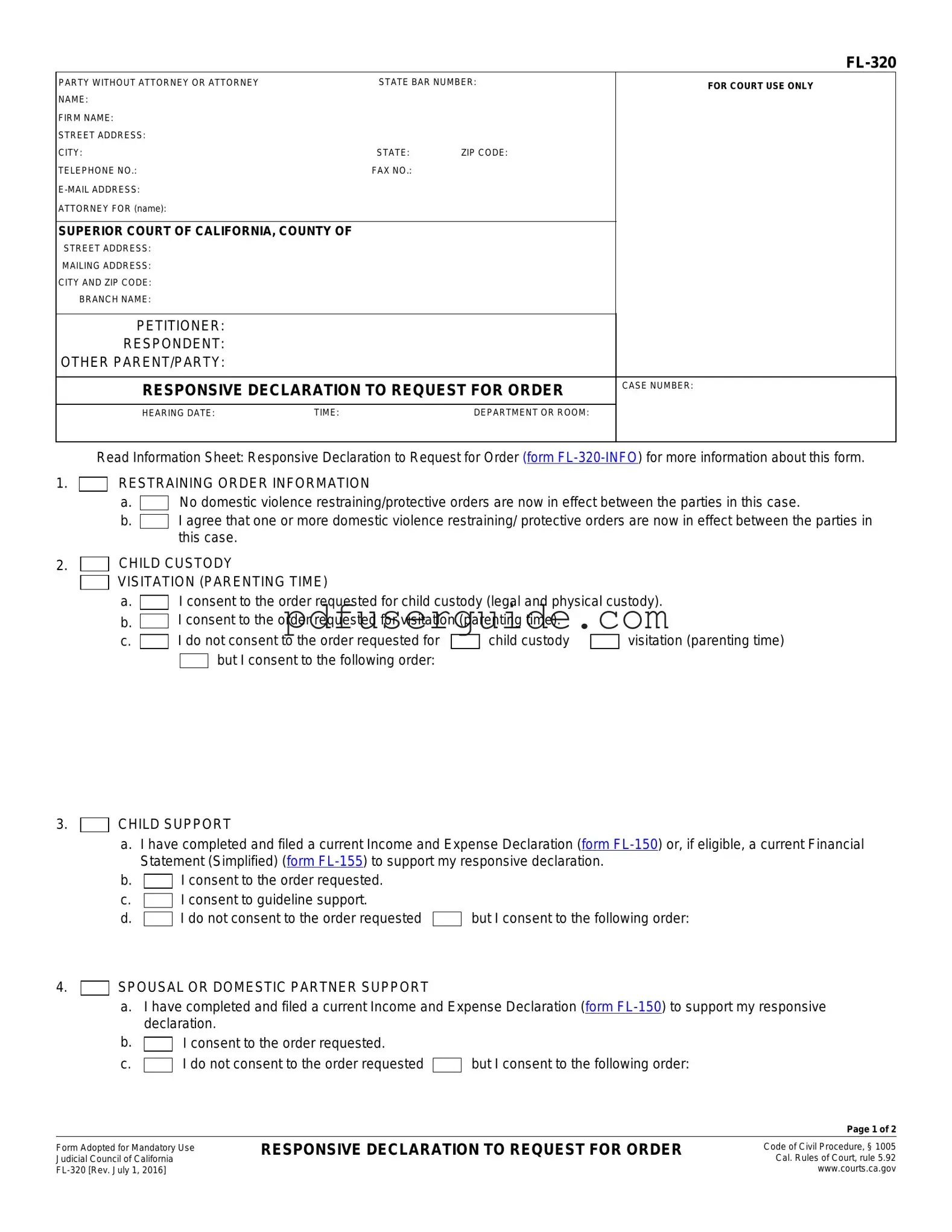 Free Fl 320 Form in PDF
