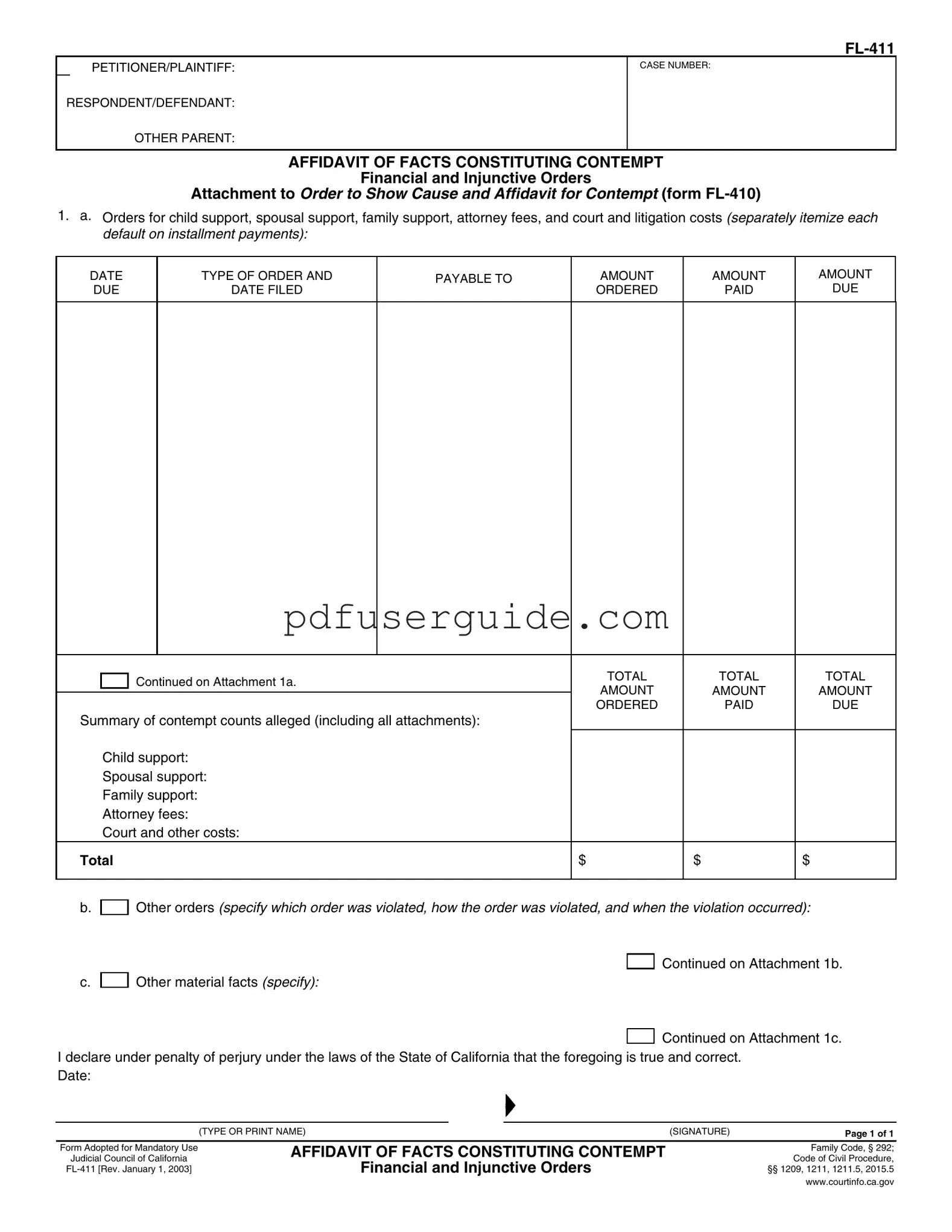 Free Fl 411 Form in PDF