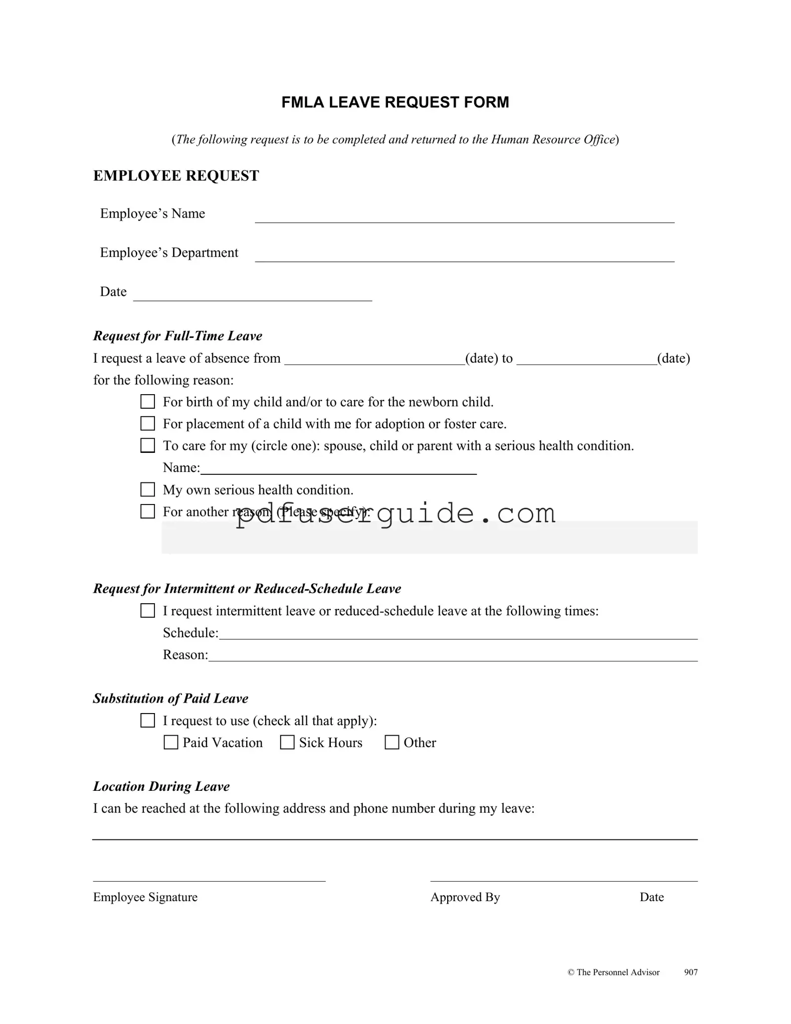 Free Fmla Leave Form in PDF