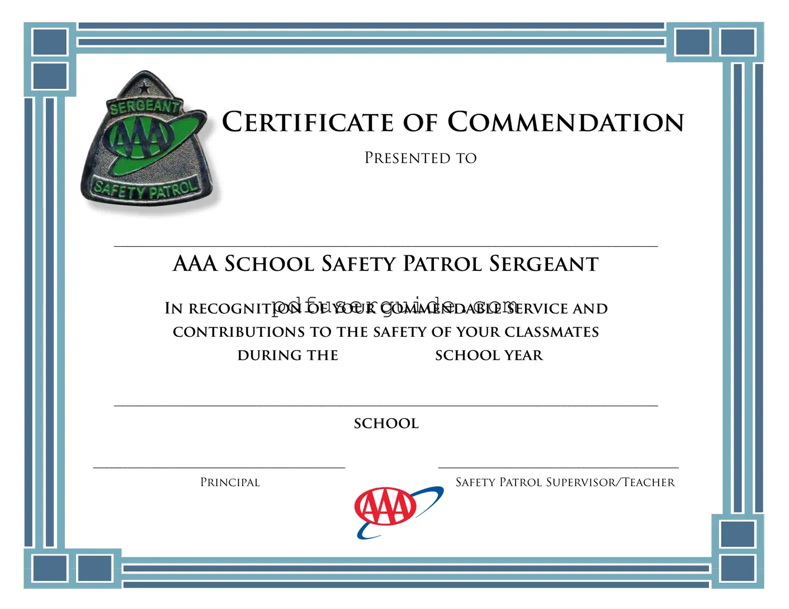 Free Free Safety Patrol Certificates Form in PDF