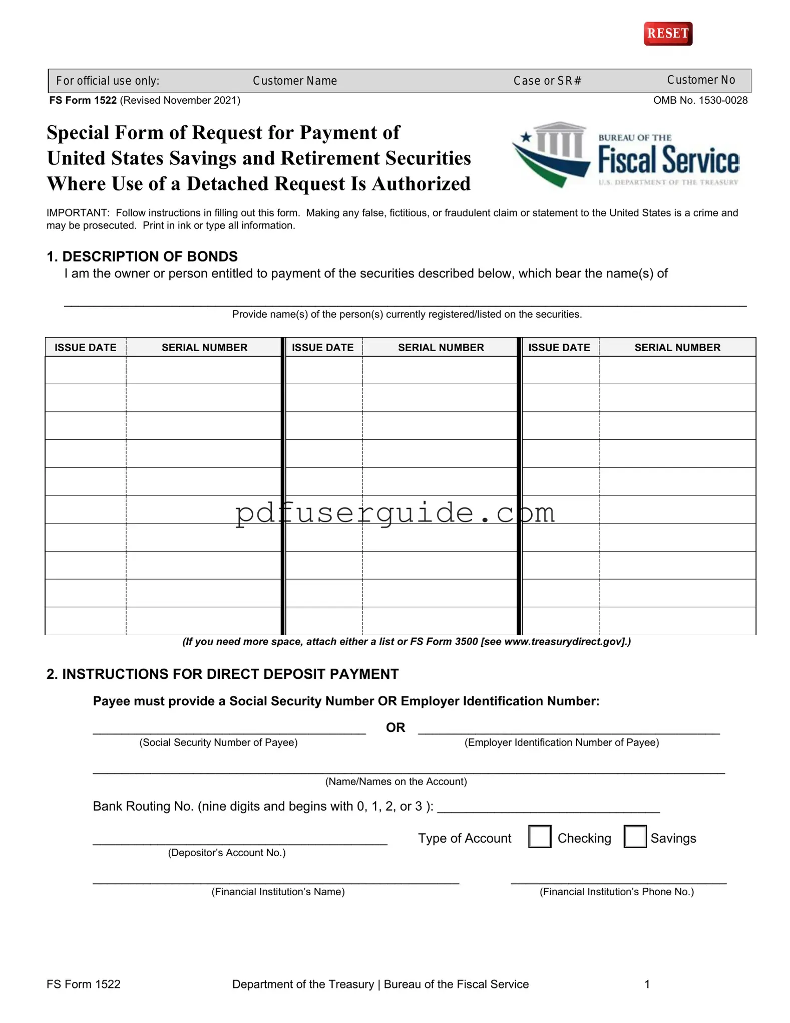 Free Fs1522 Form in PDF