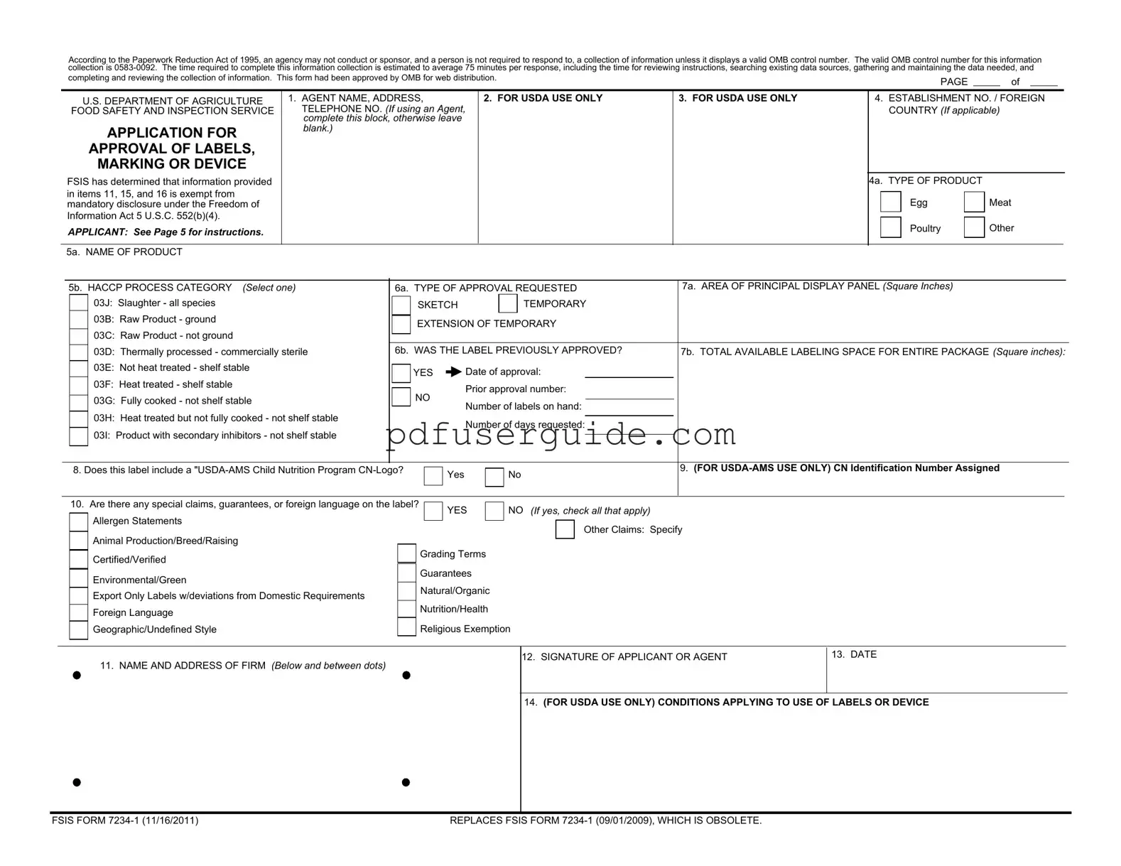 Free Fsis 7234 1 Form in PDF