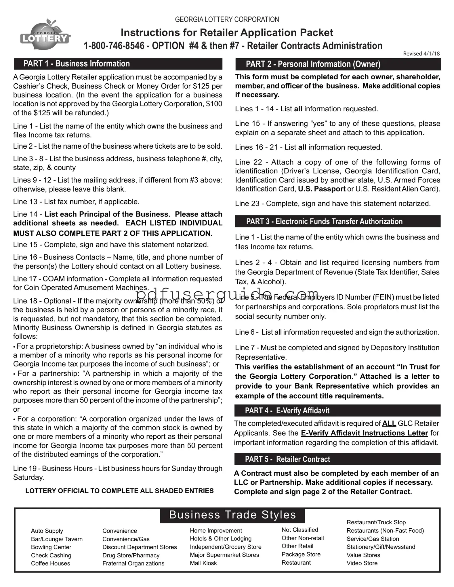 Free Ga Lottery Application Form in PDF