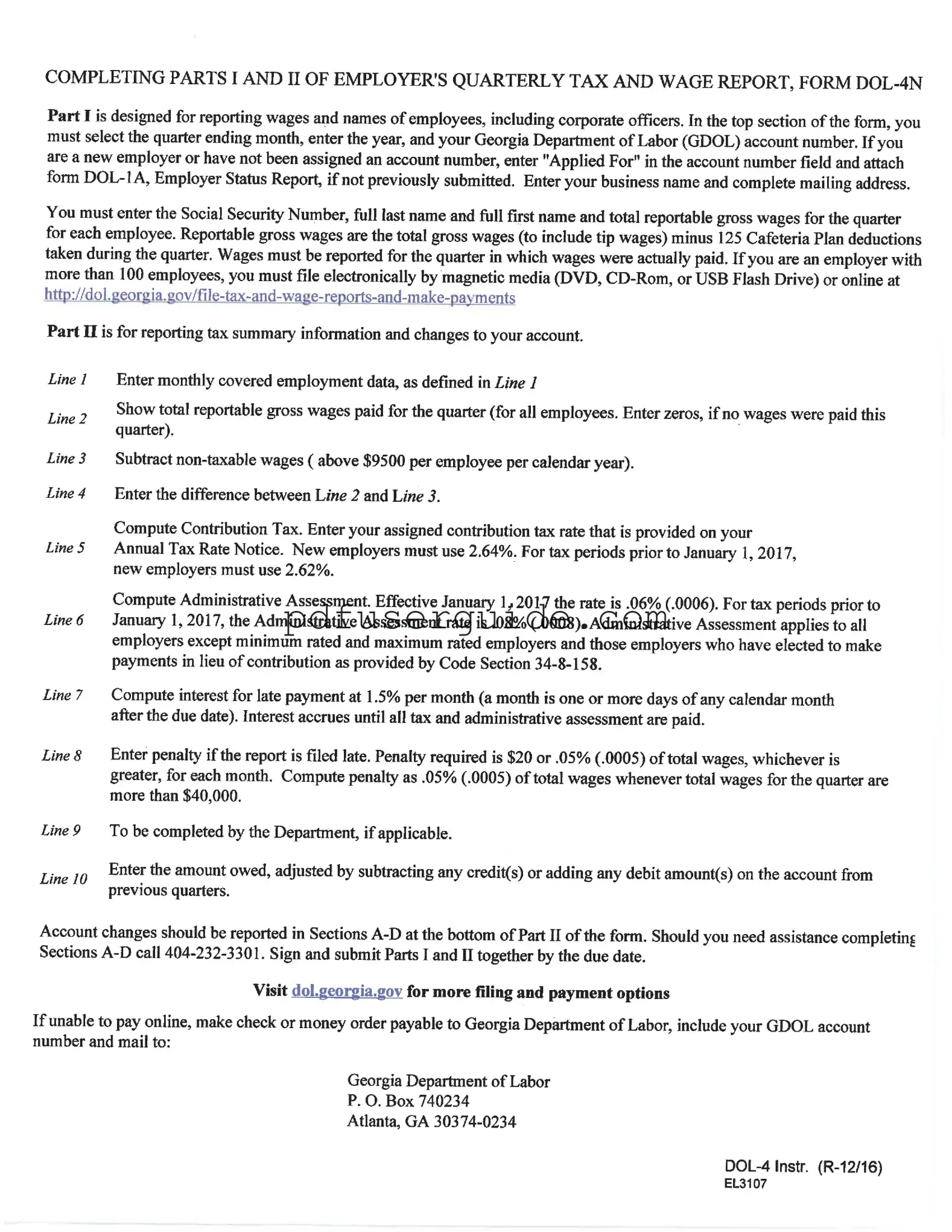 Free Ga Tax Wage Report Form in PDF