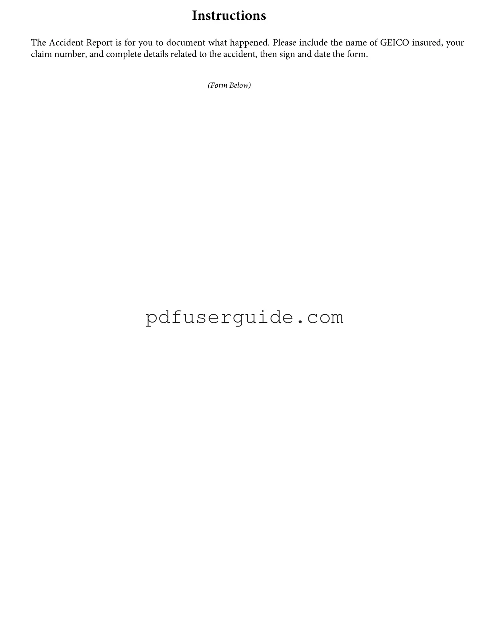 Free Geico Claim Report Form in PDF