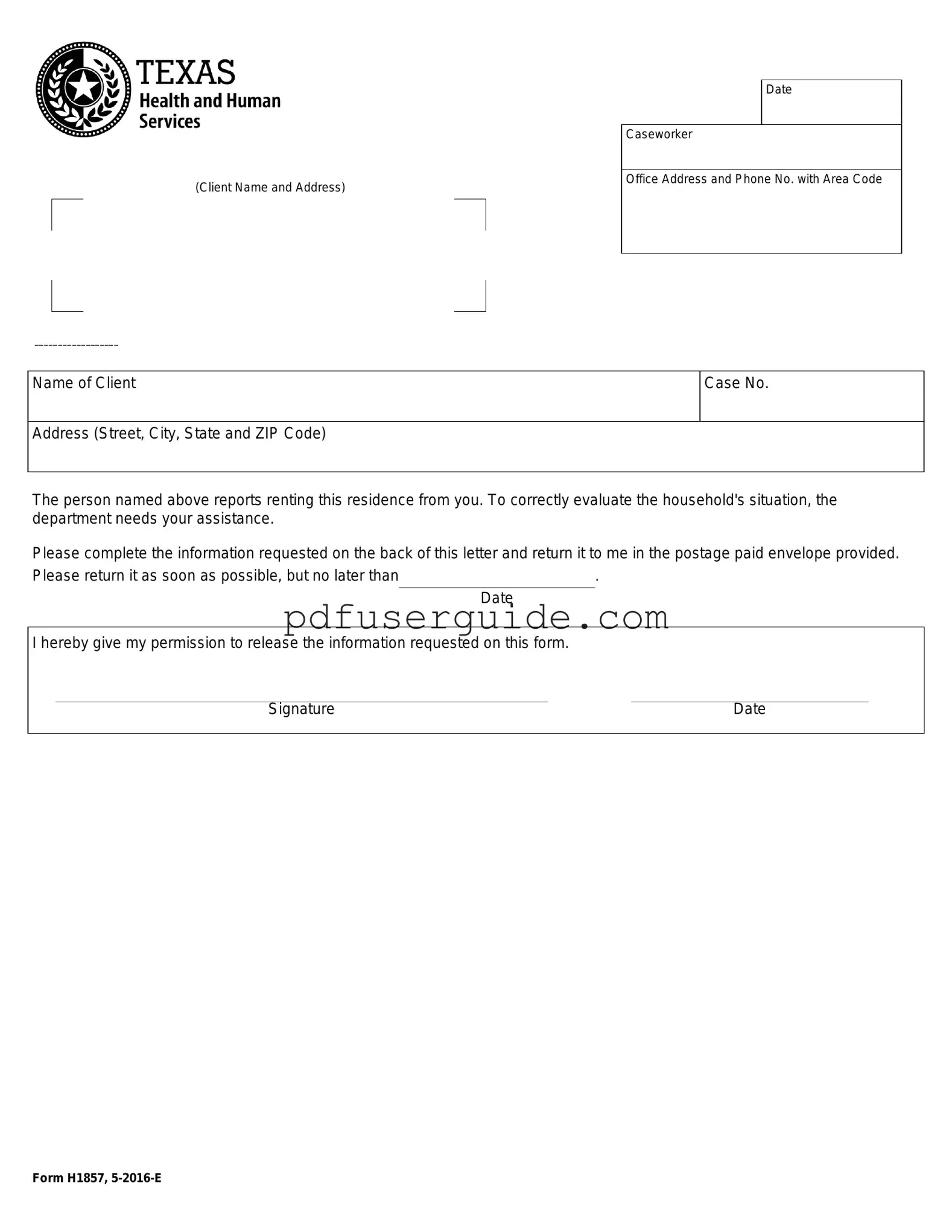 Free H1857 Form in PDF