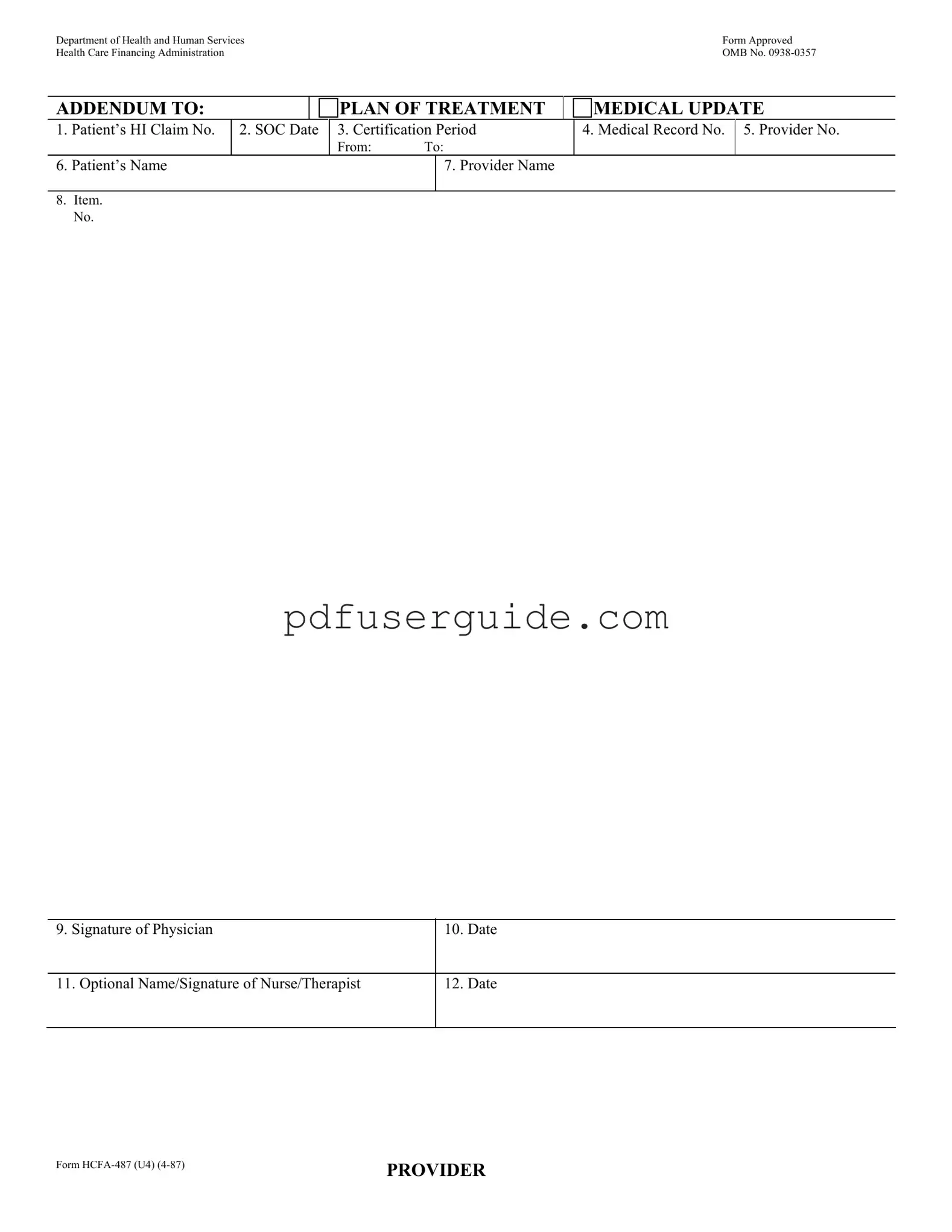 Free Hcfa 487 Form in PDF