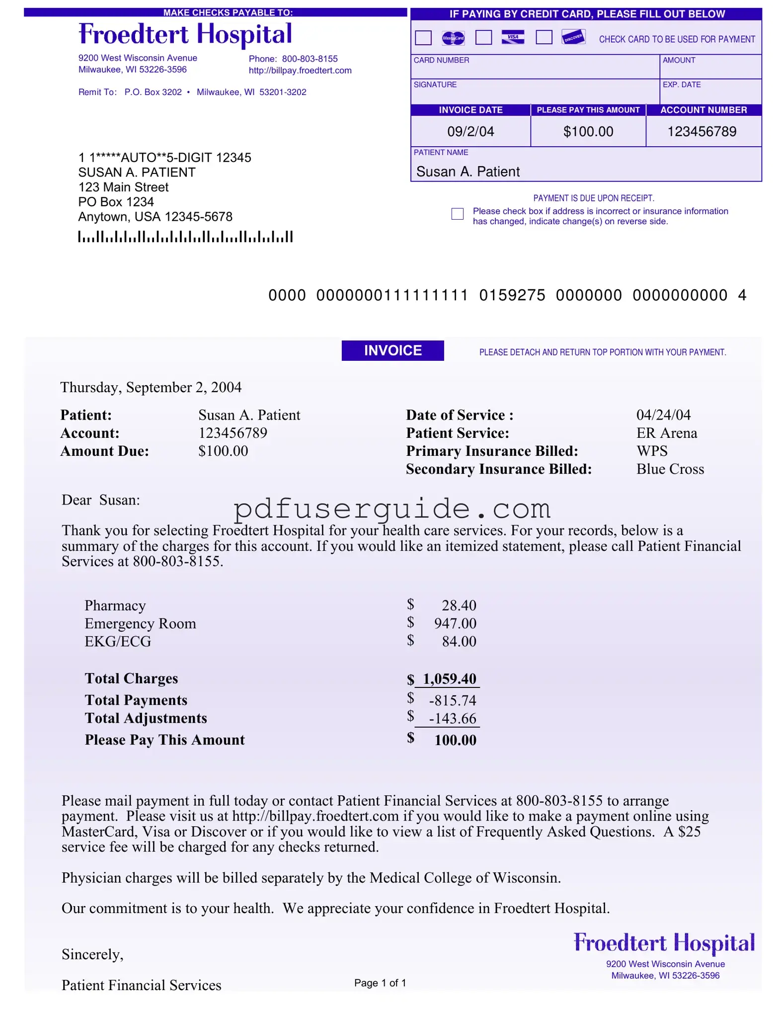 Free Hospital Bill Form in PDF