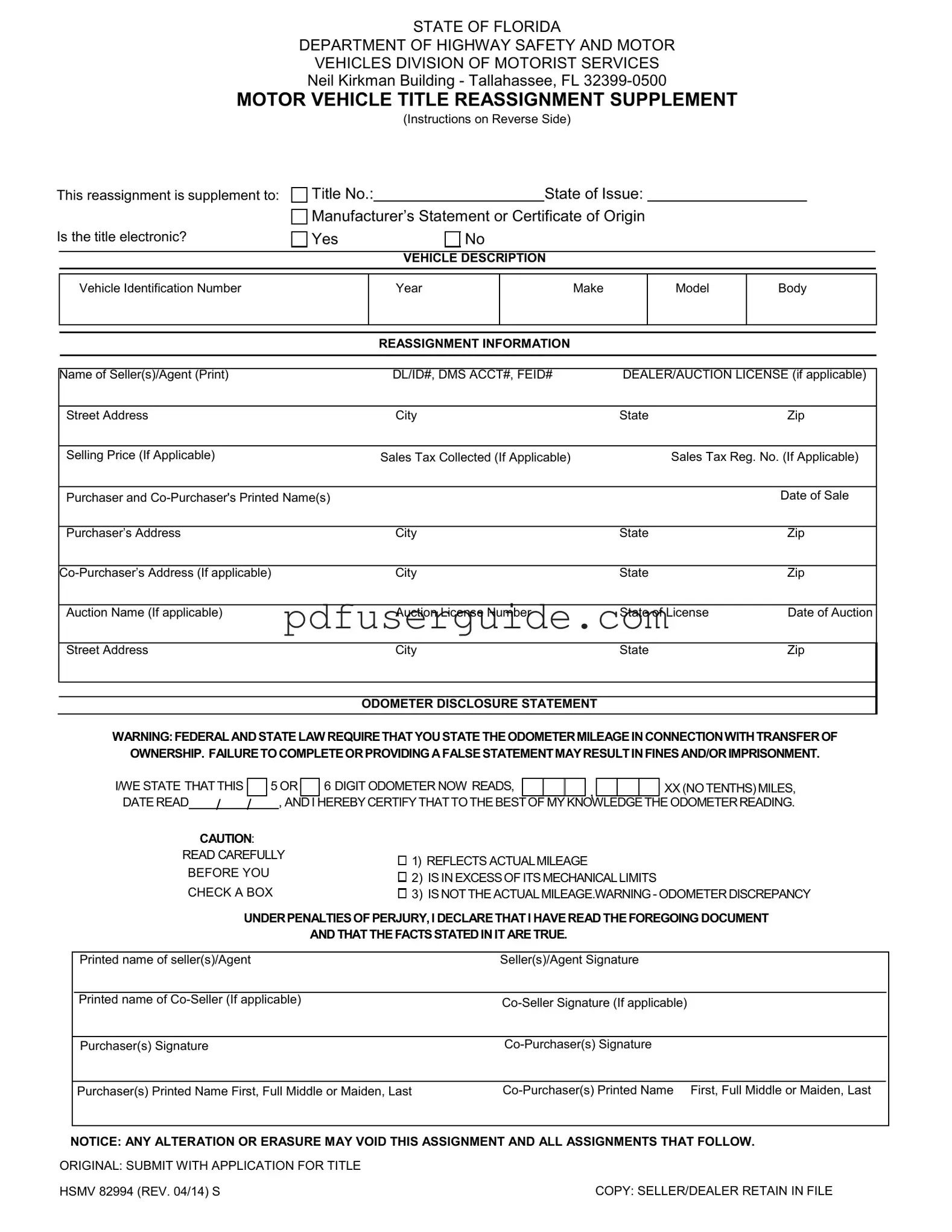 Free Hsmv 82994 Form in PDF