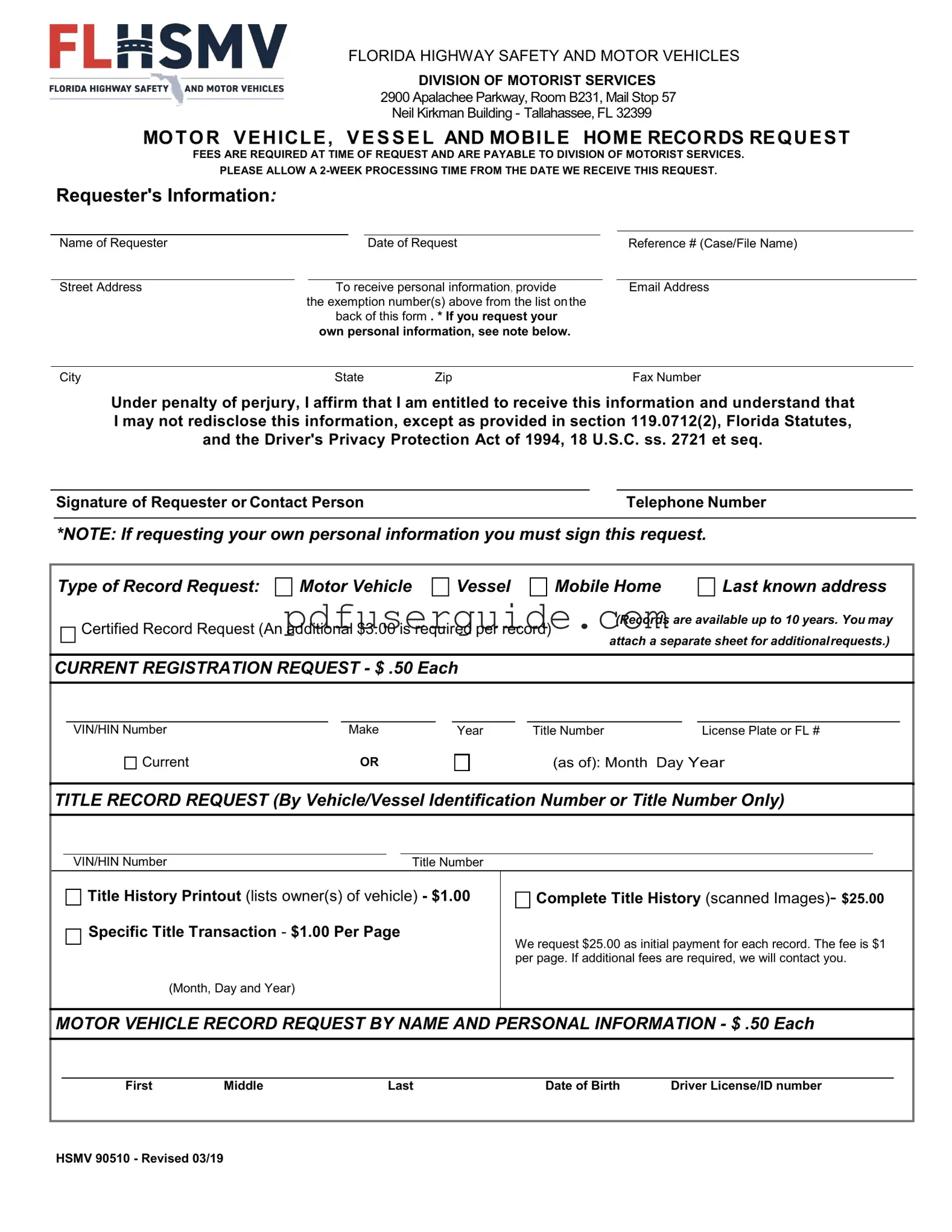 Free Hsmv 85054 Form in PDF