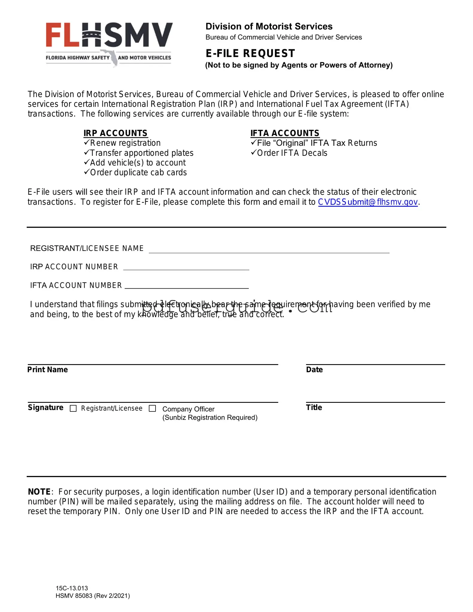 Free Hsmv 85083 Form in PDF