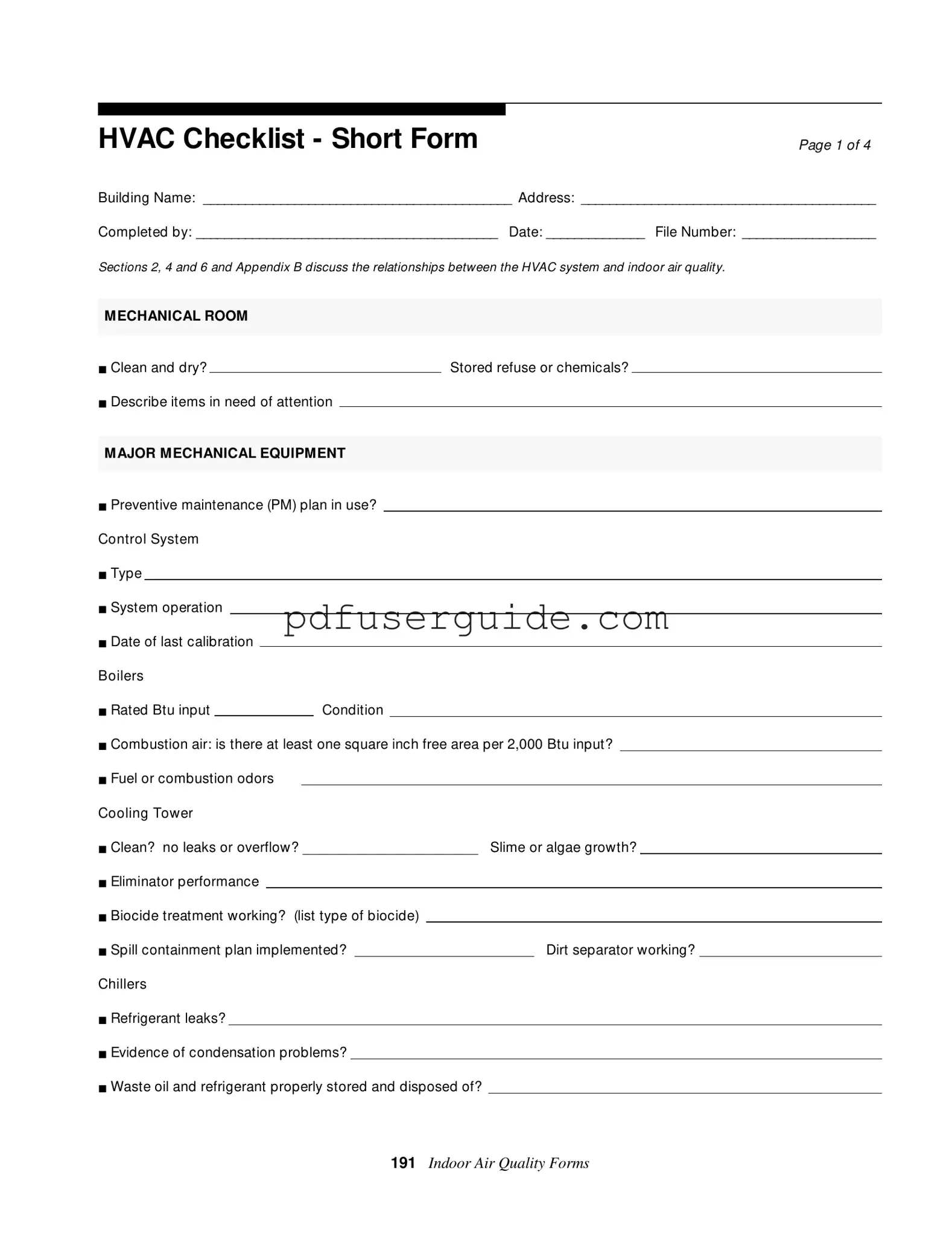 Free Hvac Inspection Checklist Form in PDF