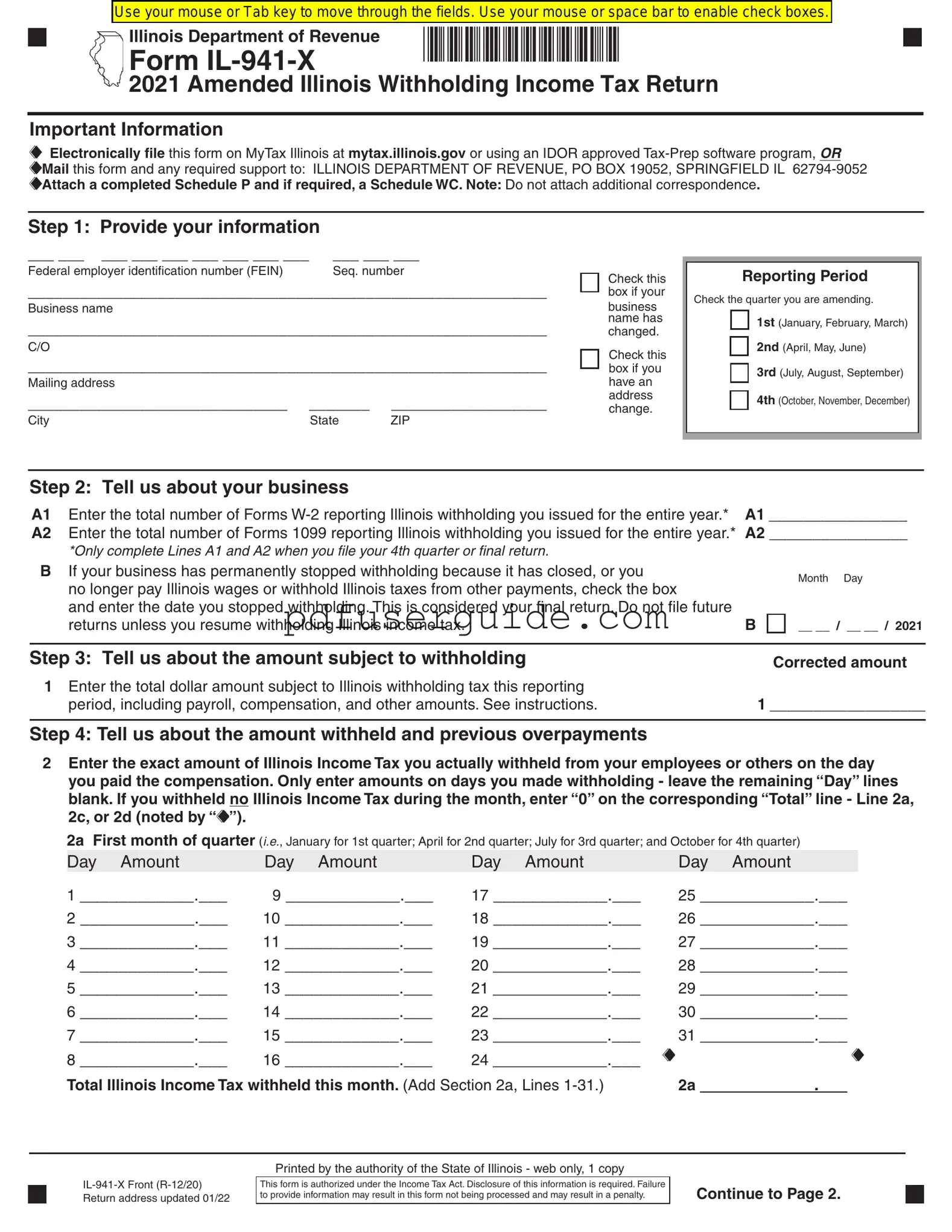 Free Il 941 X Form in PDF
