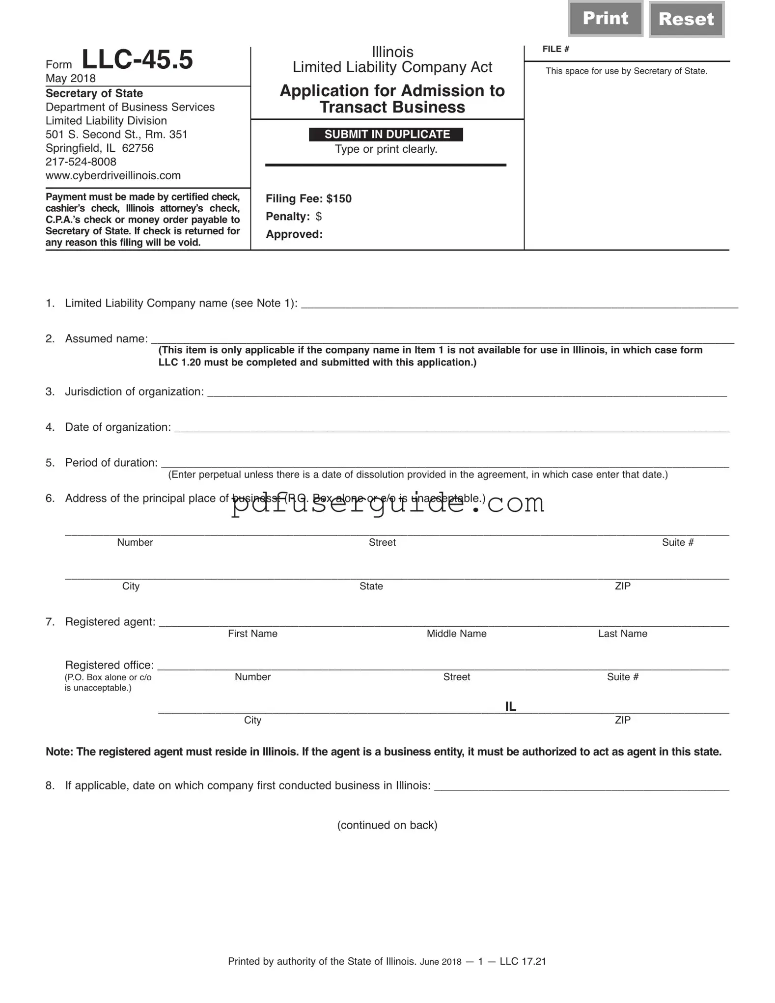 Free Illinois Llc 45 5 Form in PDF