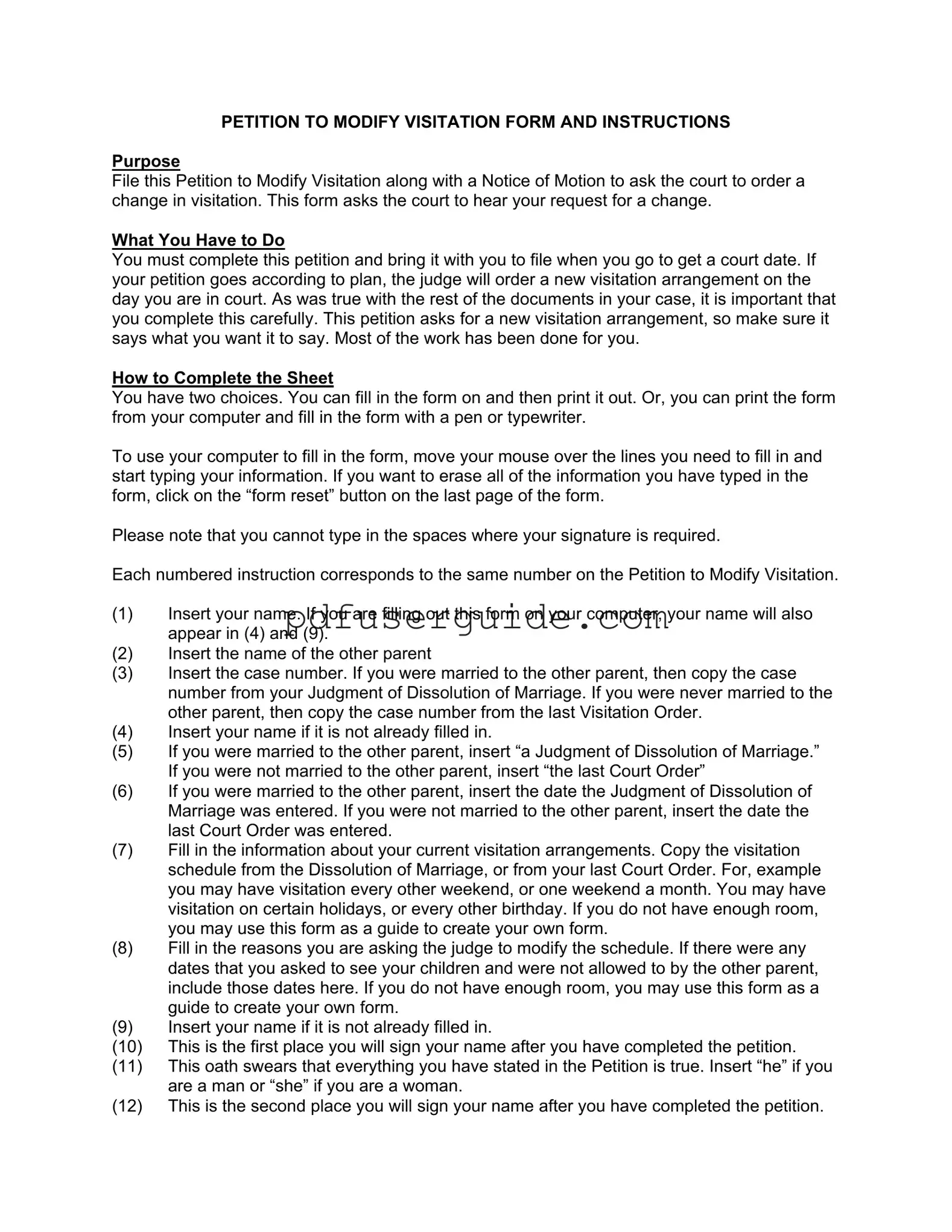 Free Illinois Petition To Modify Form in PDF
