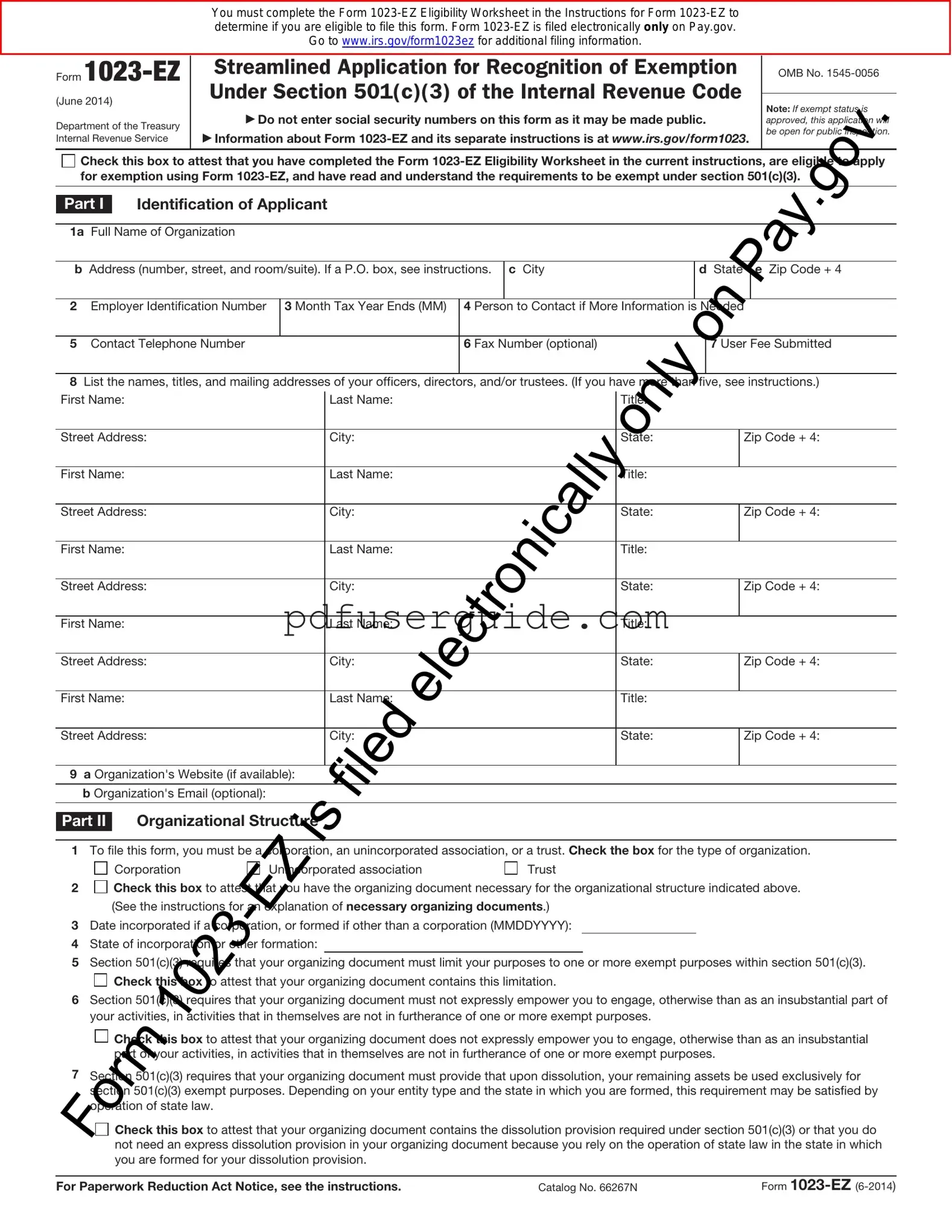 Free IRS 1023-EZ Form in PDF