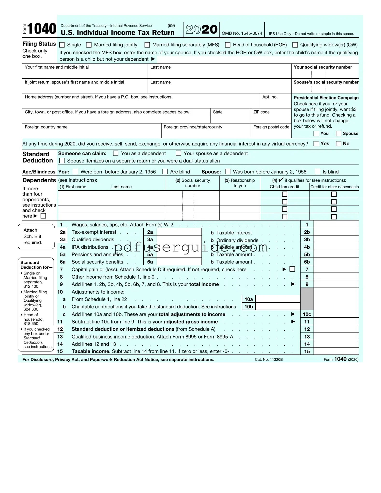 Free IRS 1040 Form in PDF